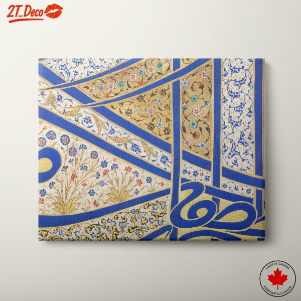 Intricate Ornamental Floral Patterns in Blue and Gold