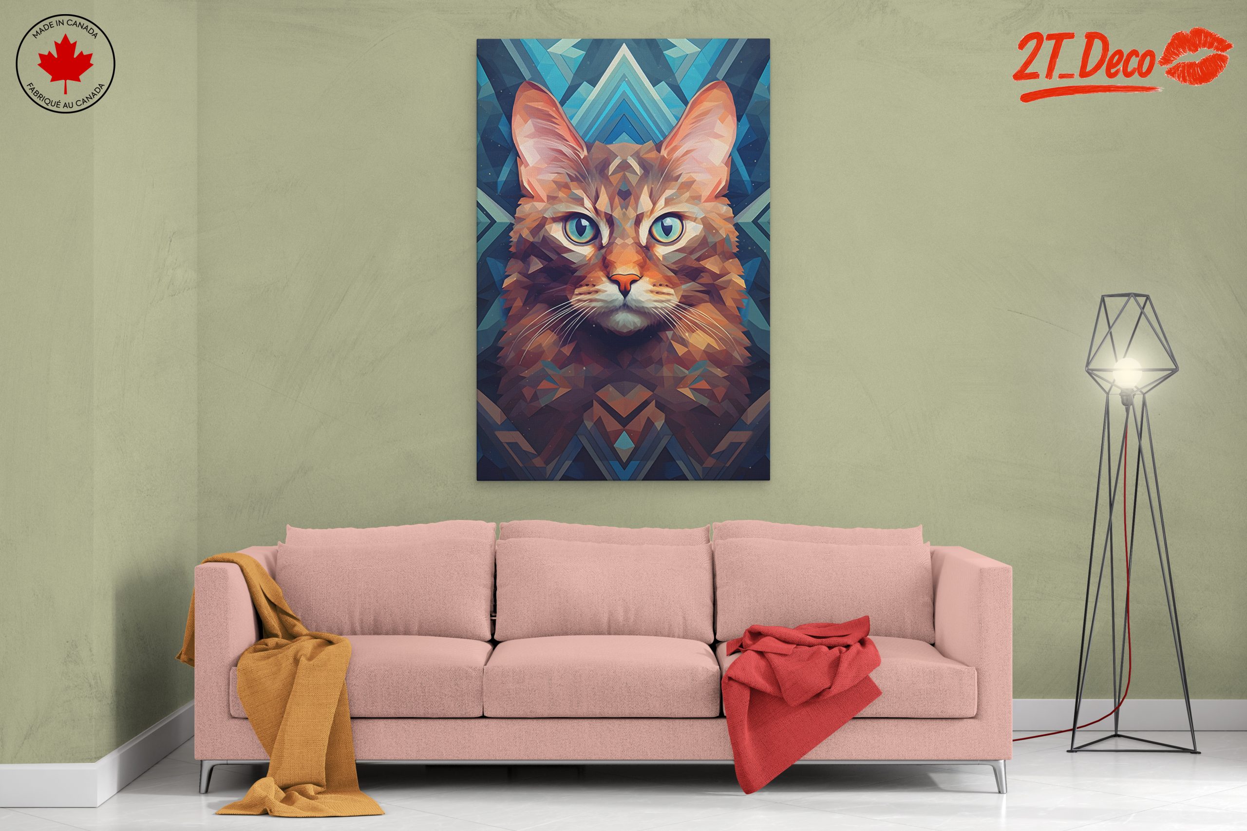 Stylized Cat Art with Vibrant Geometric Design - Image 2