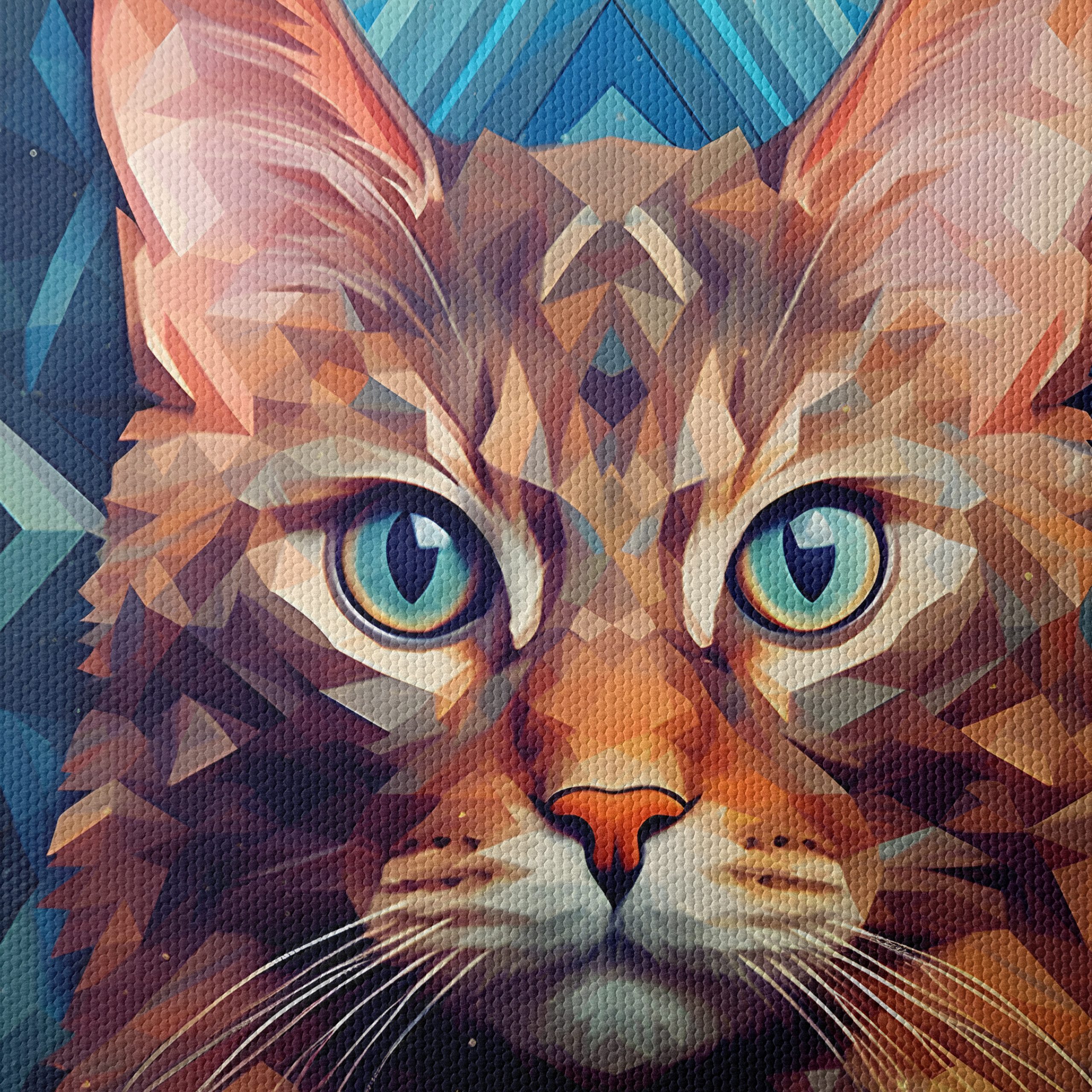 Stylized Cat Art with Vibrant Geometric Design - Image 4