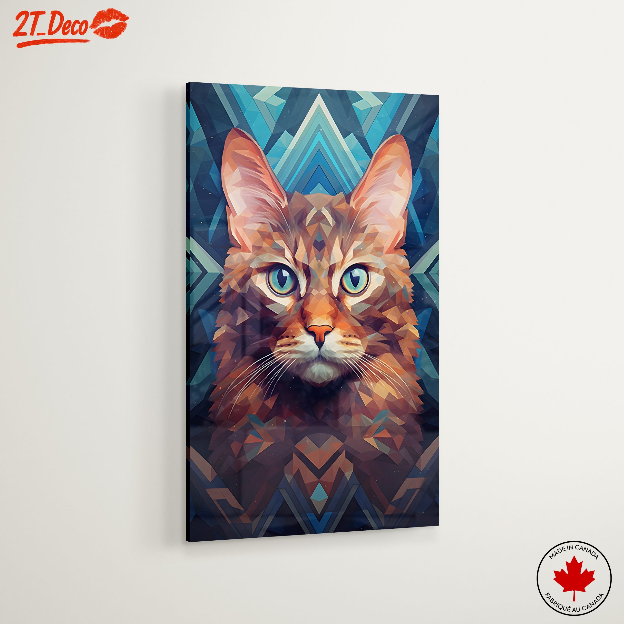 Stylized Cat Art with Vibrant Geometric Design - Image 6