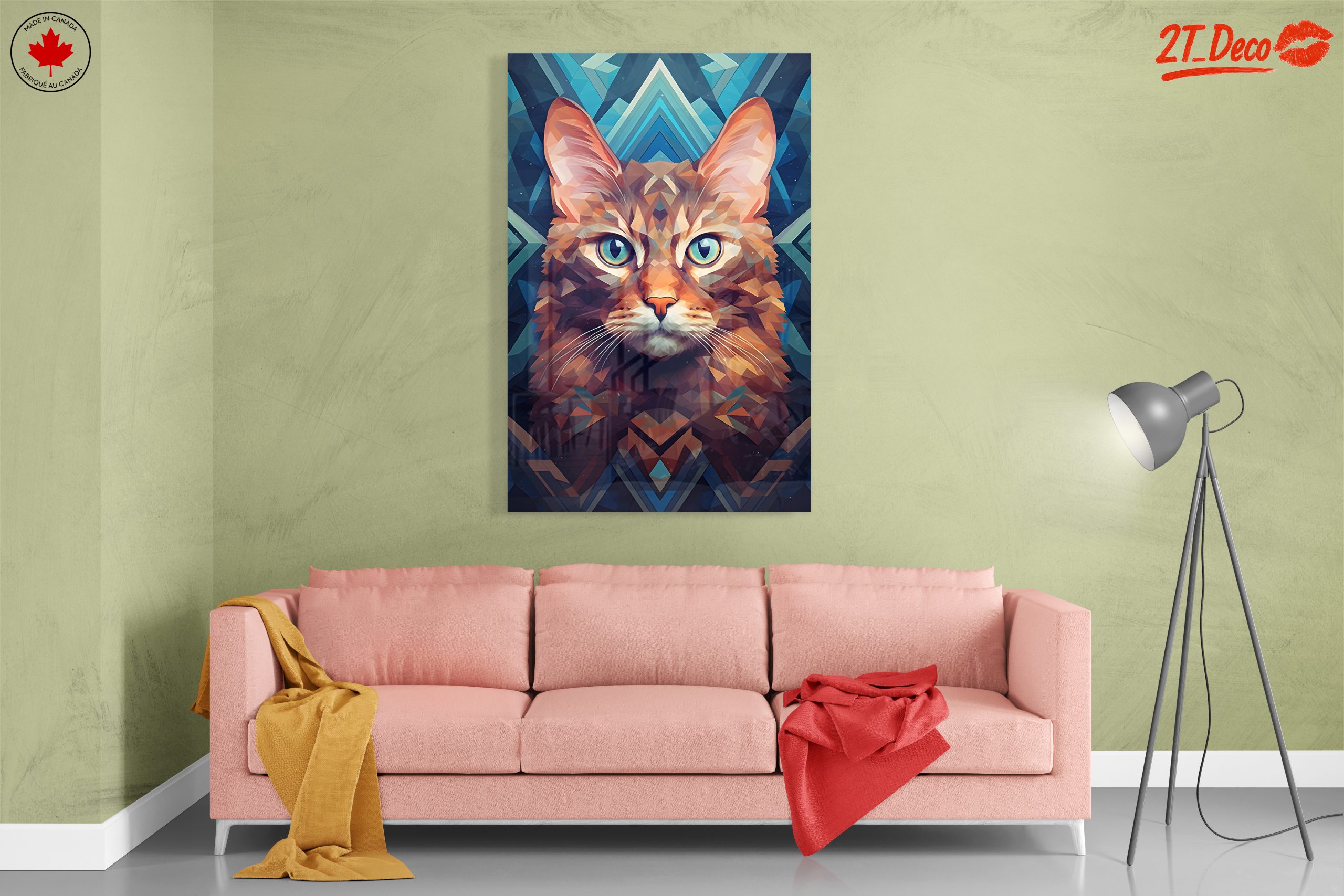 Stylized Cat Art with Vibrant Geometric Design - Image 7