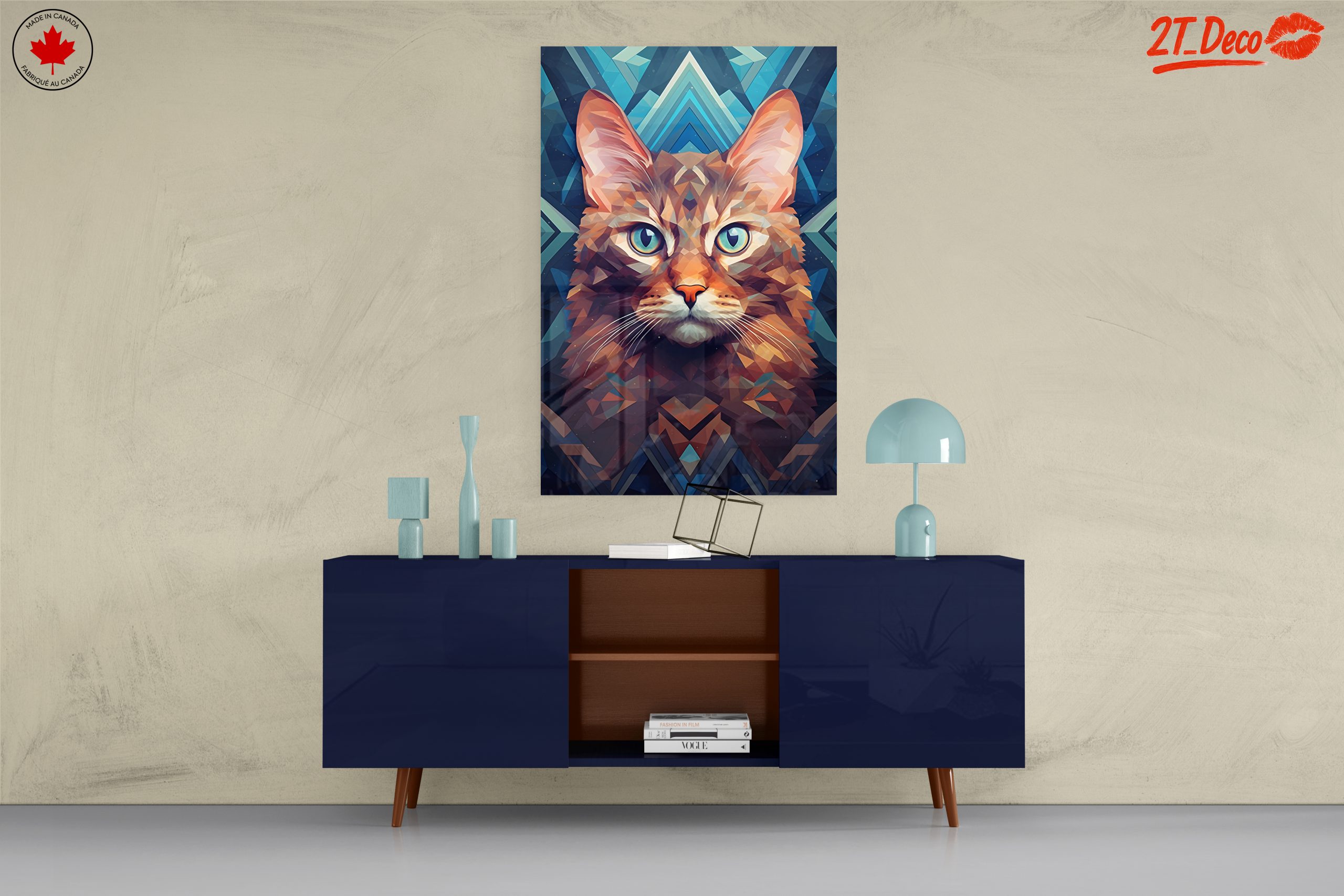 Stylized Cat Art with Vibrant Geometric Design - Image 8