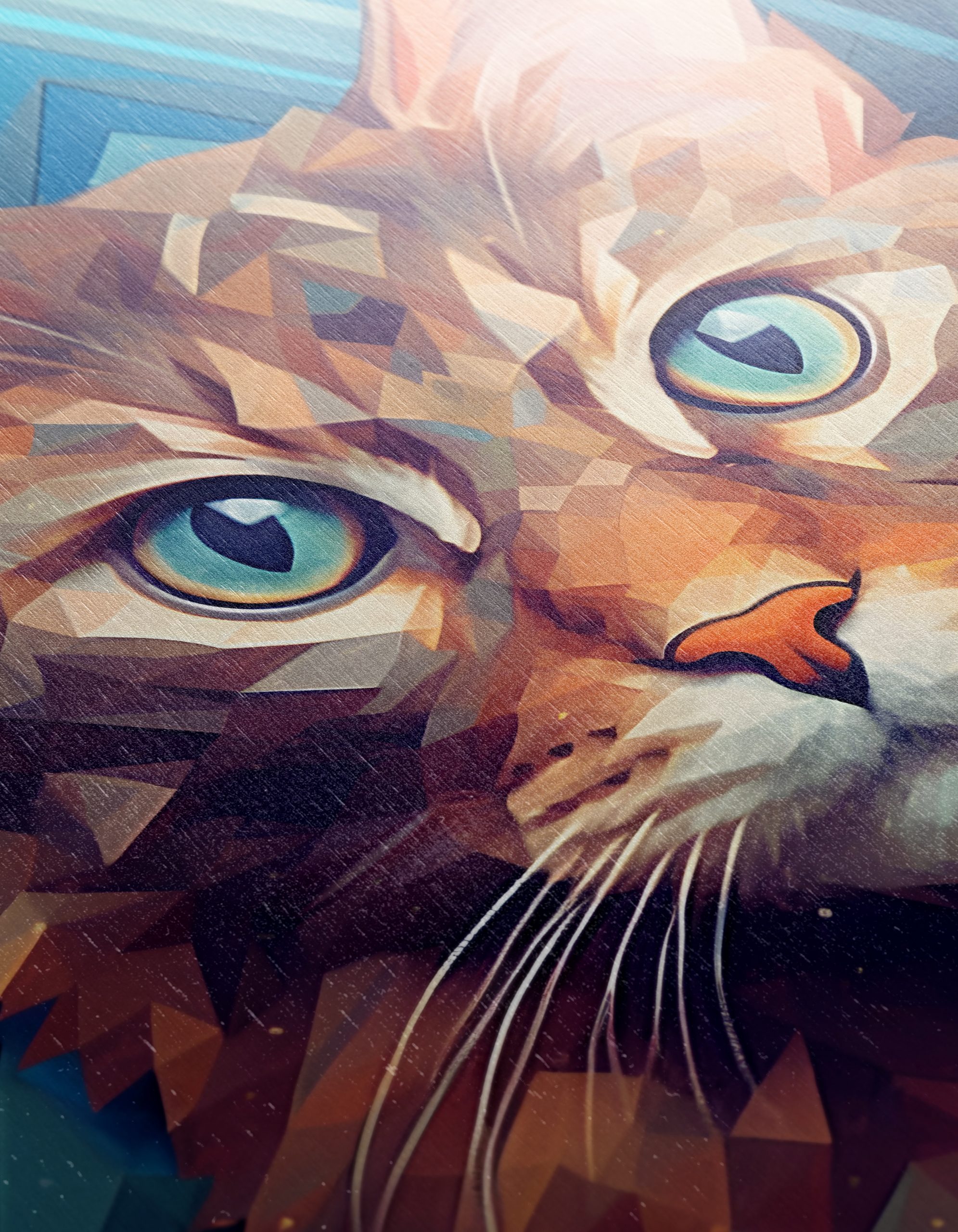 Stylized Cat Art with Vibrant Geometric Design - Image 12