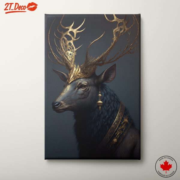 Majestic Artistic Deer with Golden Antlers