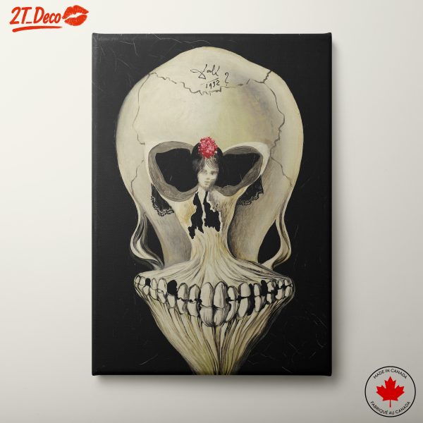 Surreal Artwork Featuring Skull and Woman