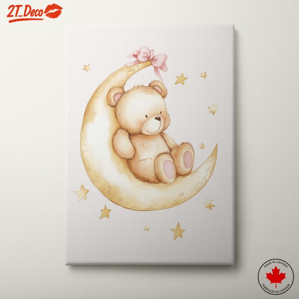 Adorable Teddy Bear on Moon Art