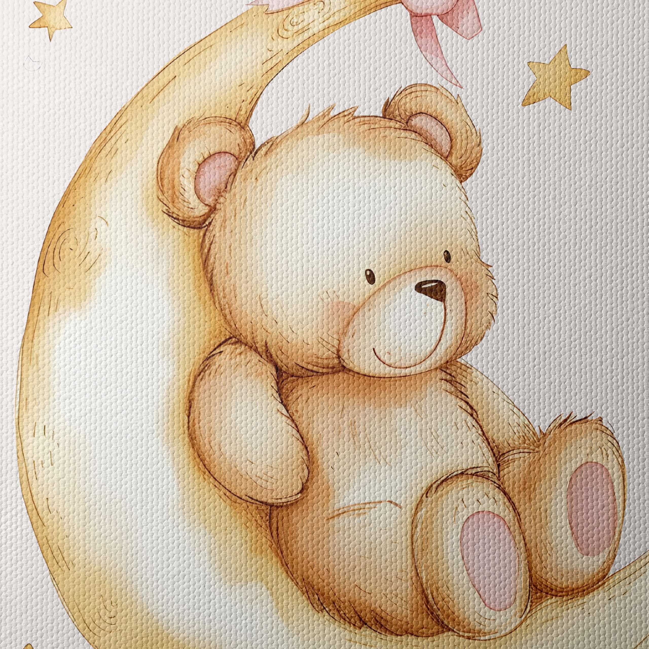 Adorable Teddy Bear on Moon Art - Image 4