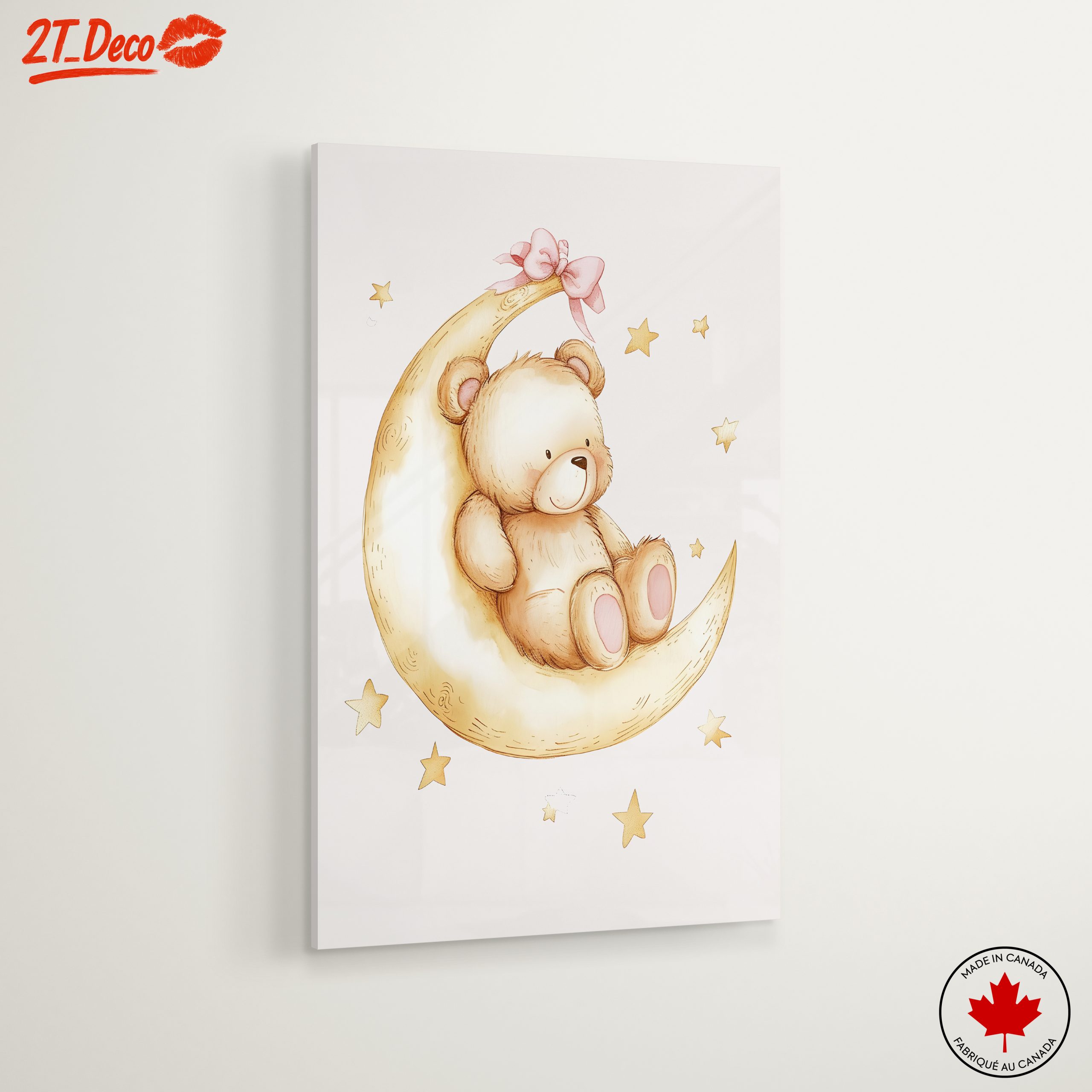 Adorable Teddy Bear on Moon Art - Image 6