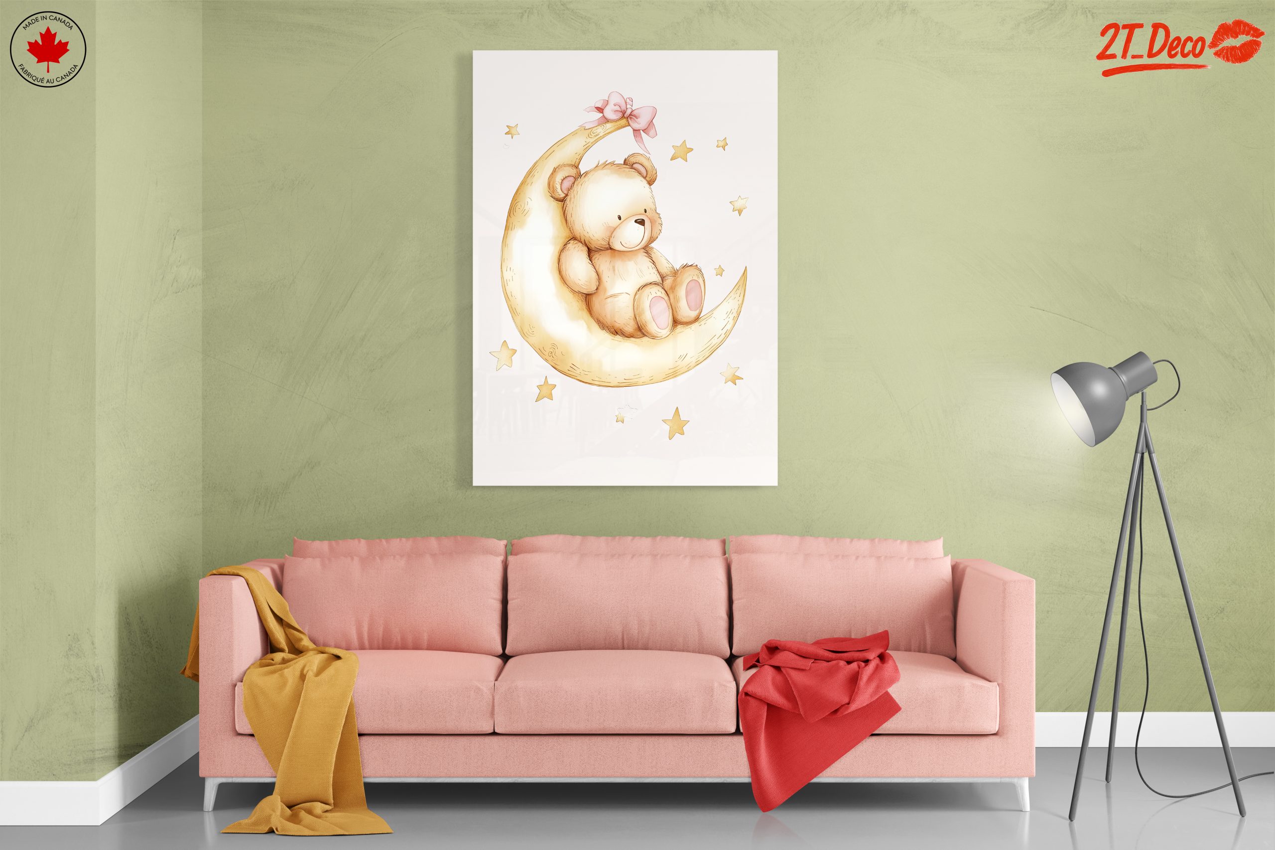 Adorable Teddy Bear on Moon Art - Image 7