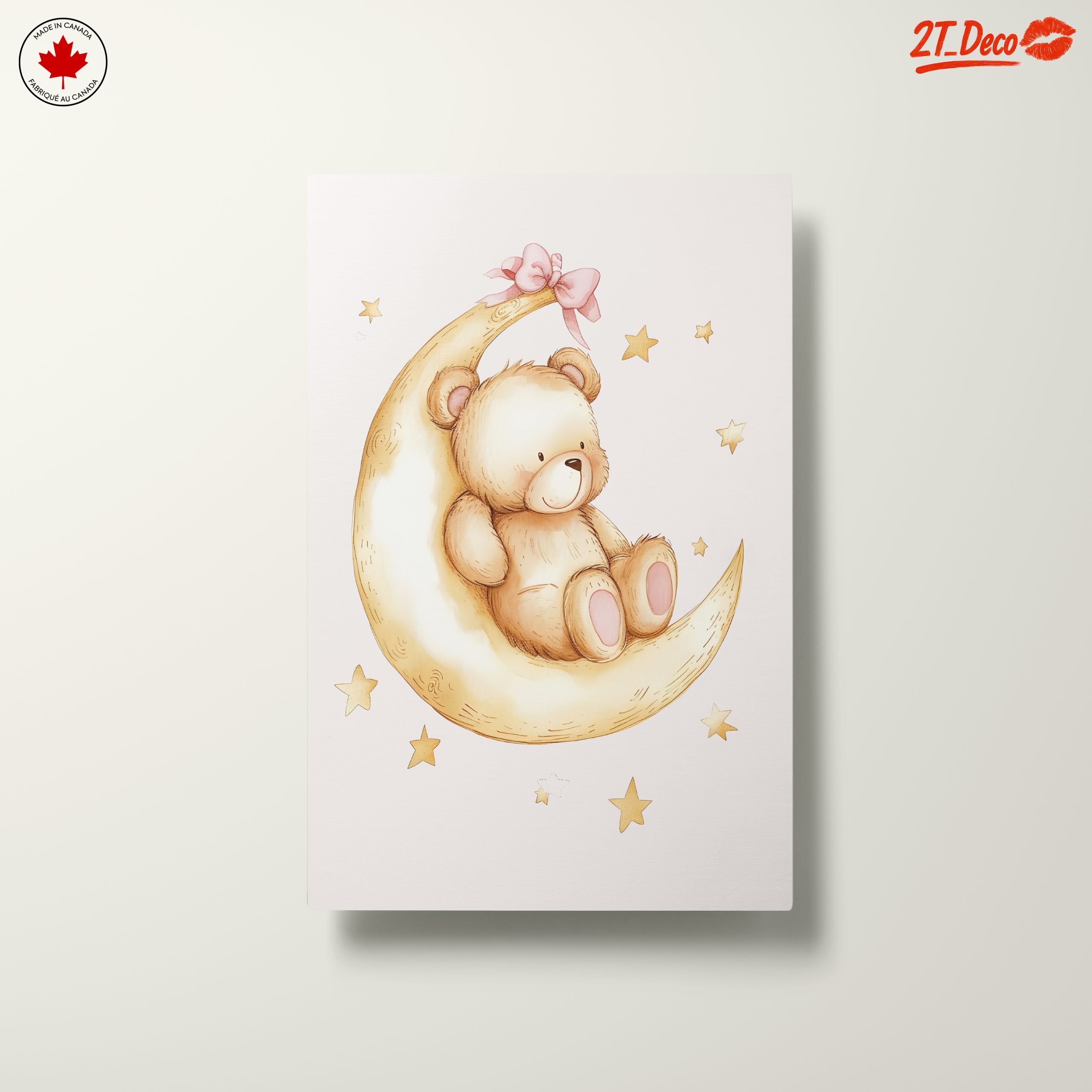 Adorable Teddy Bear on Moon Art - Image 10