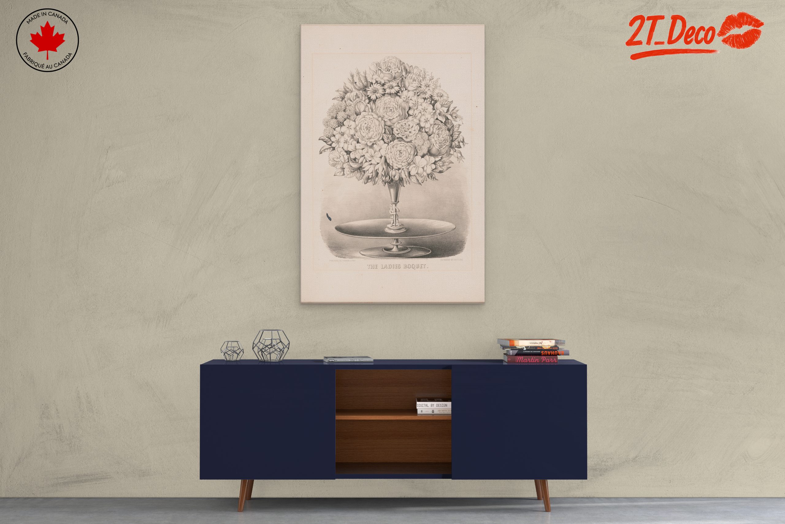 Elegant Floral Arrangement in Monochrome - Image 3