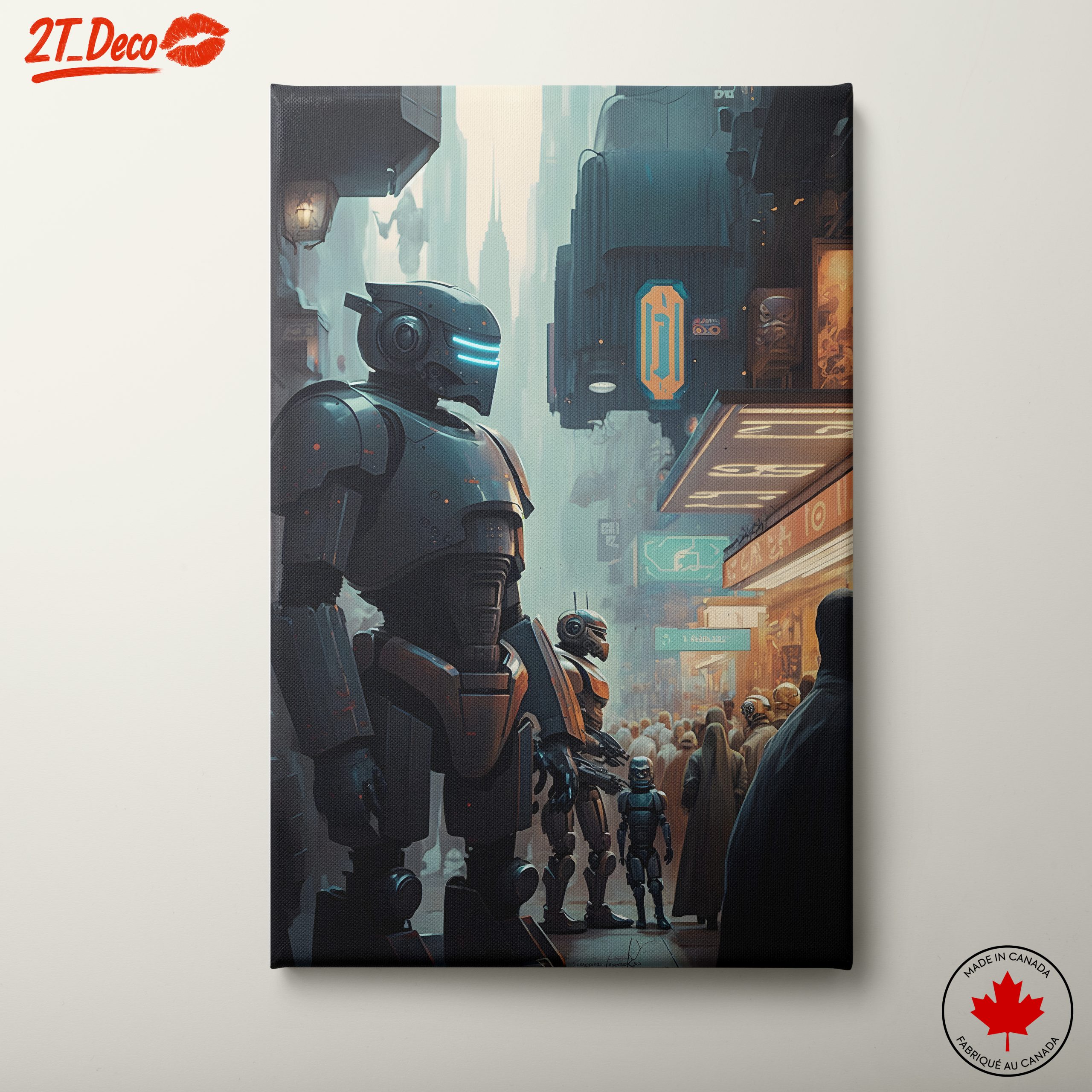 Futuristic Robot Urban Scene Artwork