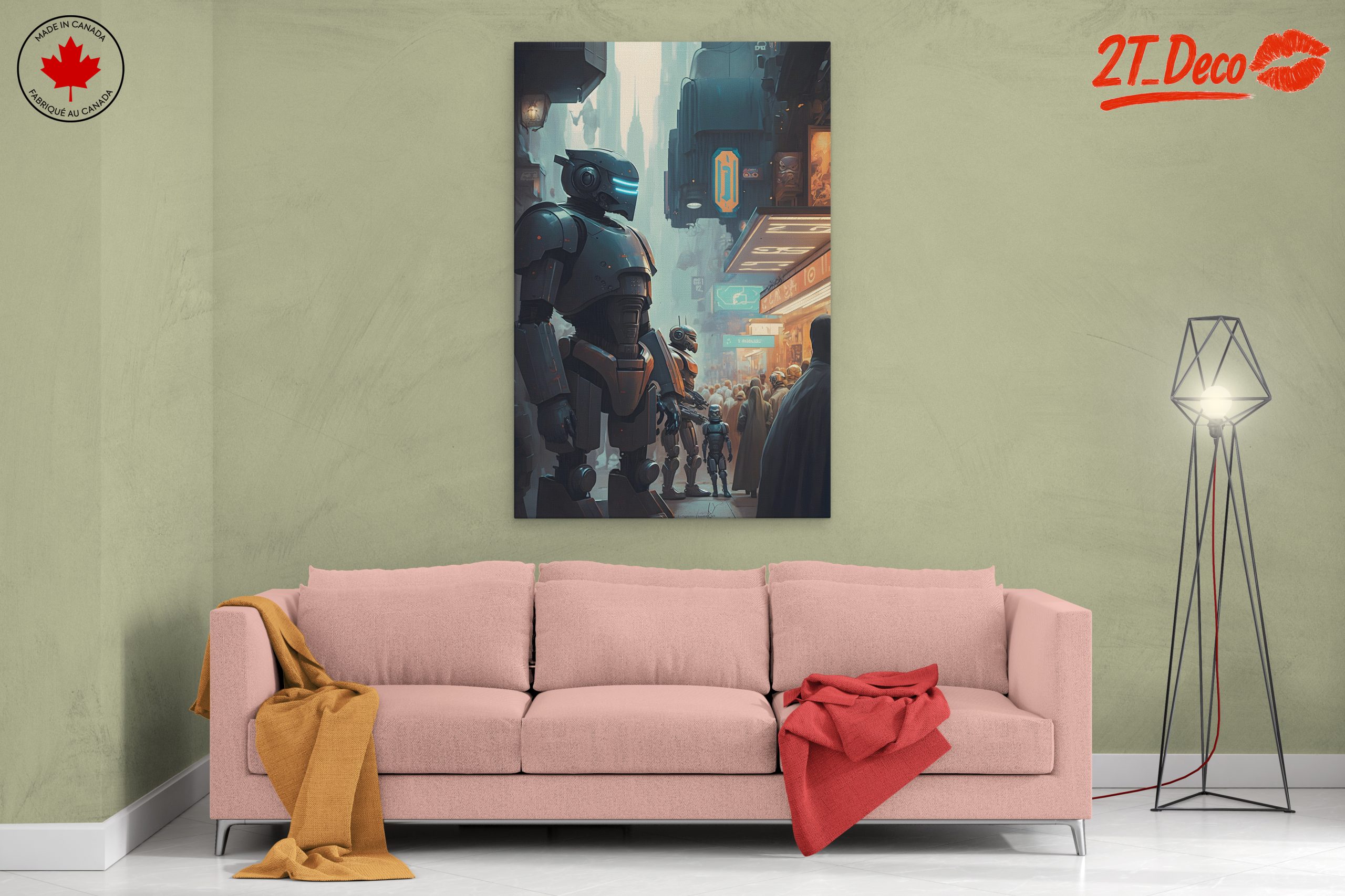 Futuristic Robot Urban Scene Artwork - Image 2
