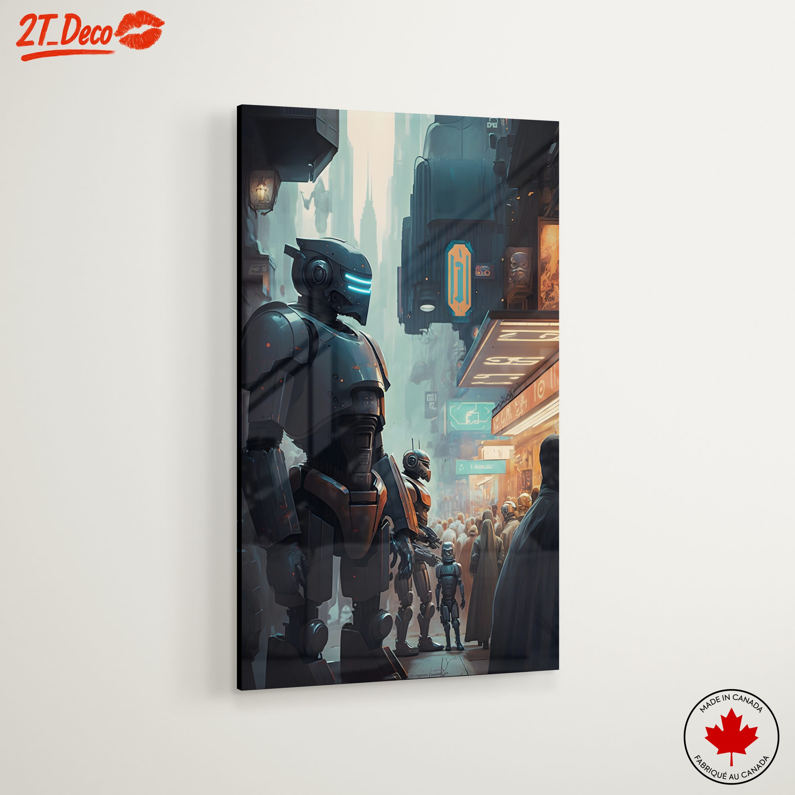 Futuristic Robot Urban Scene Artwork - Image 6