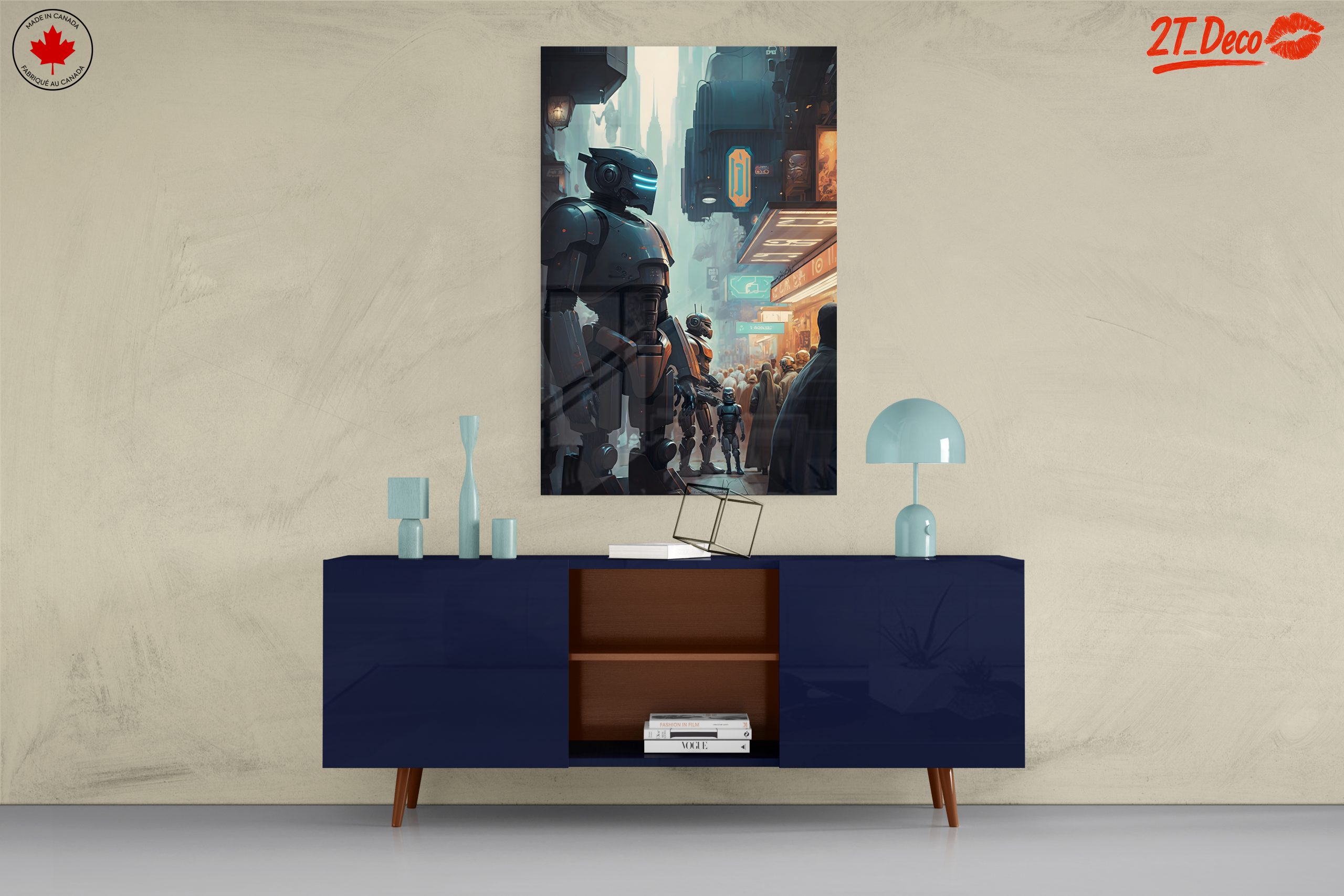 Futuristic Robot Urban Scene Artwork - Image 8