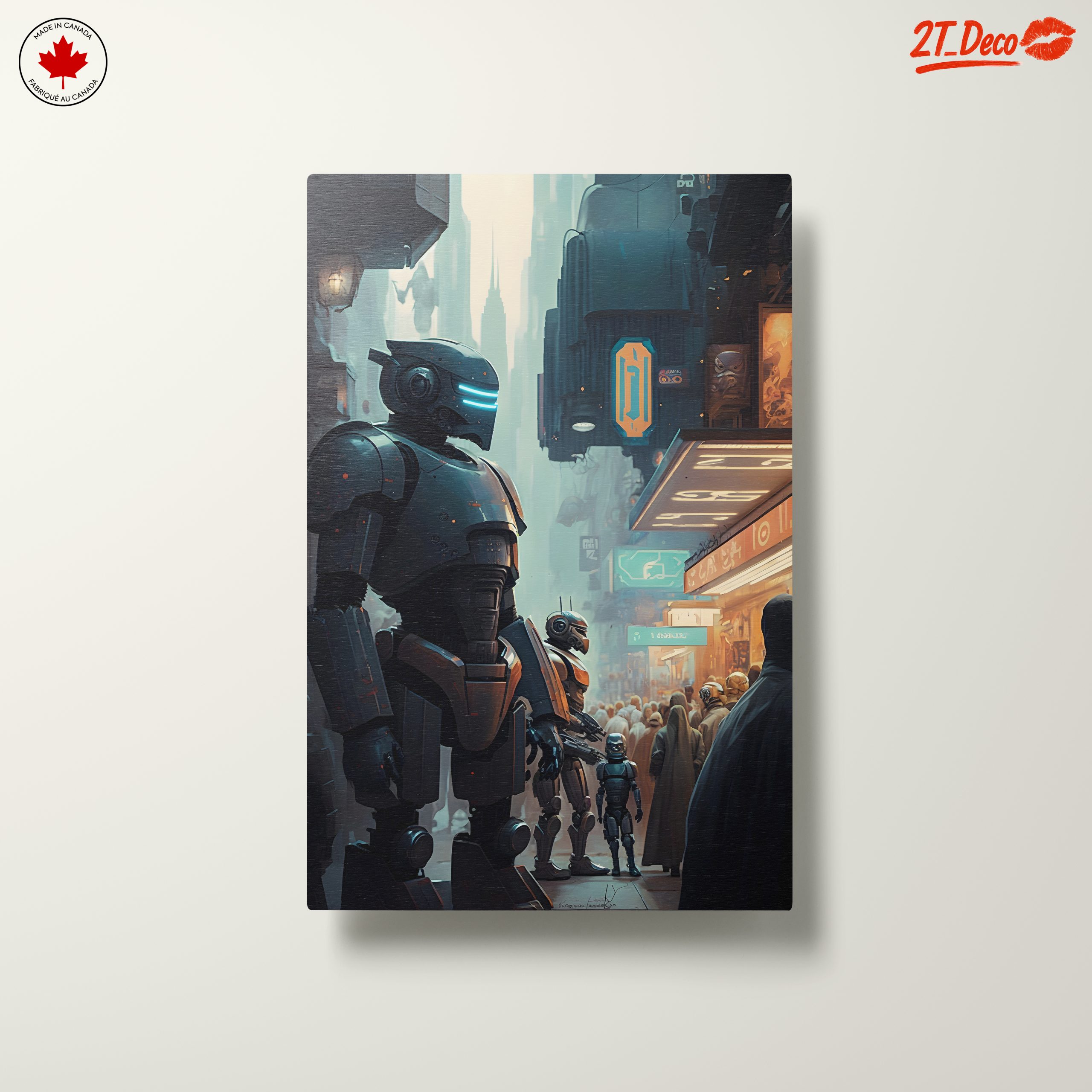 Futuristic Robot Urban Scene Artwork - Image 10