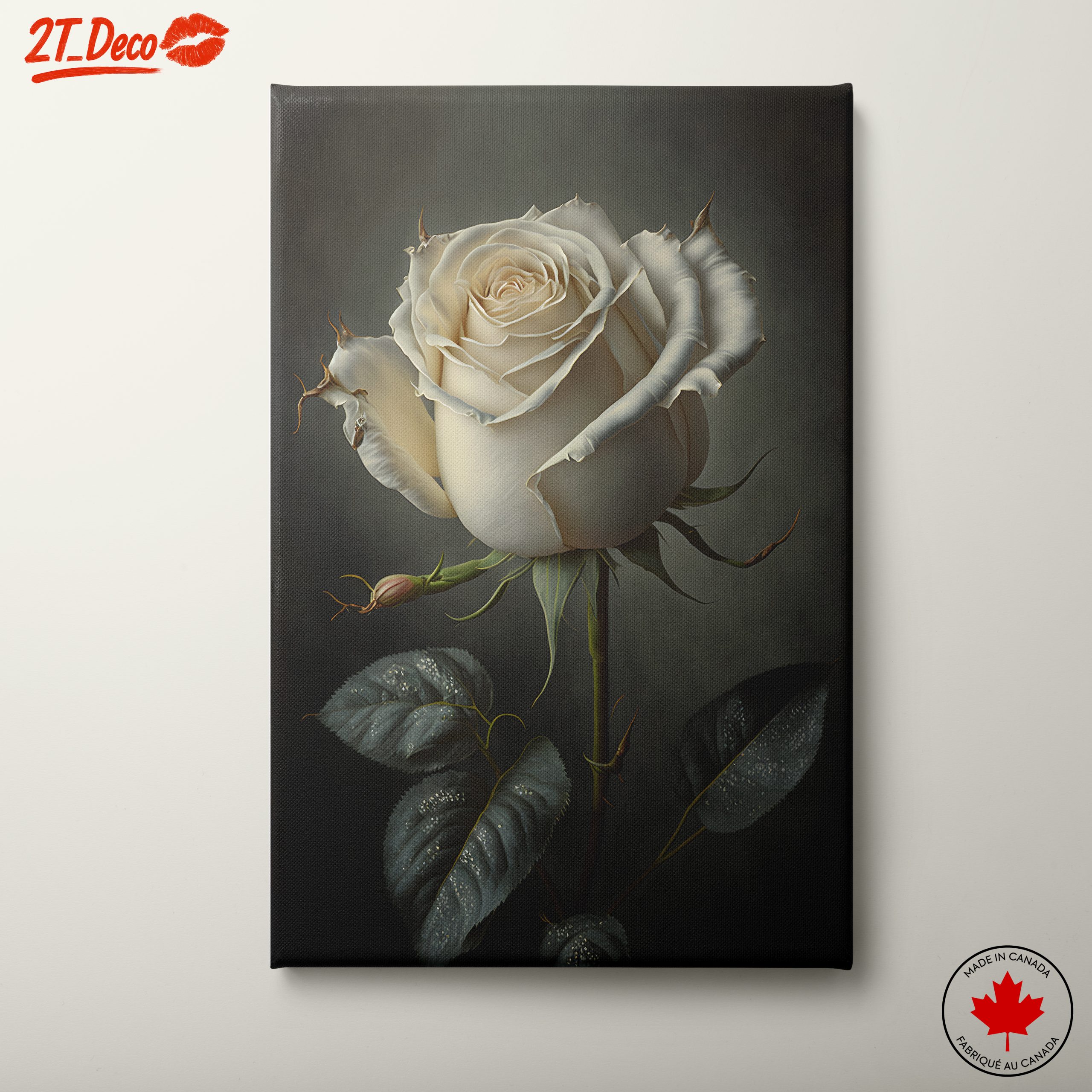 Elegant White Rose Floral Art