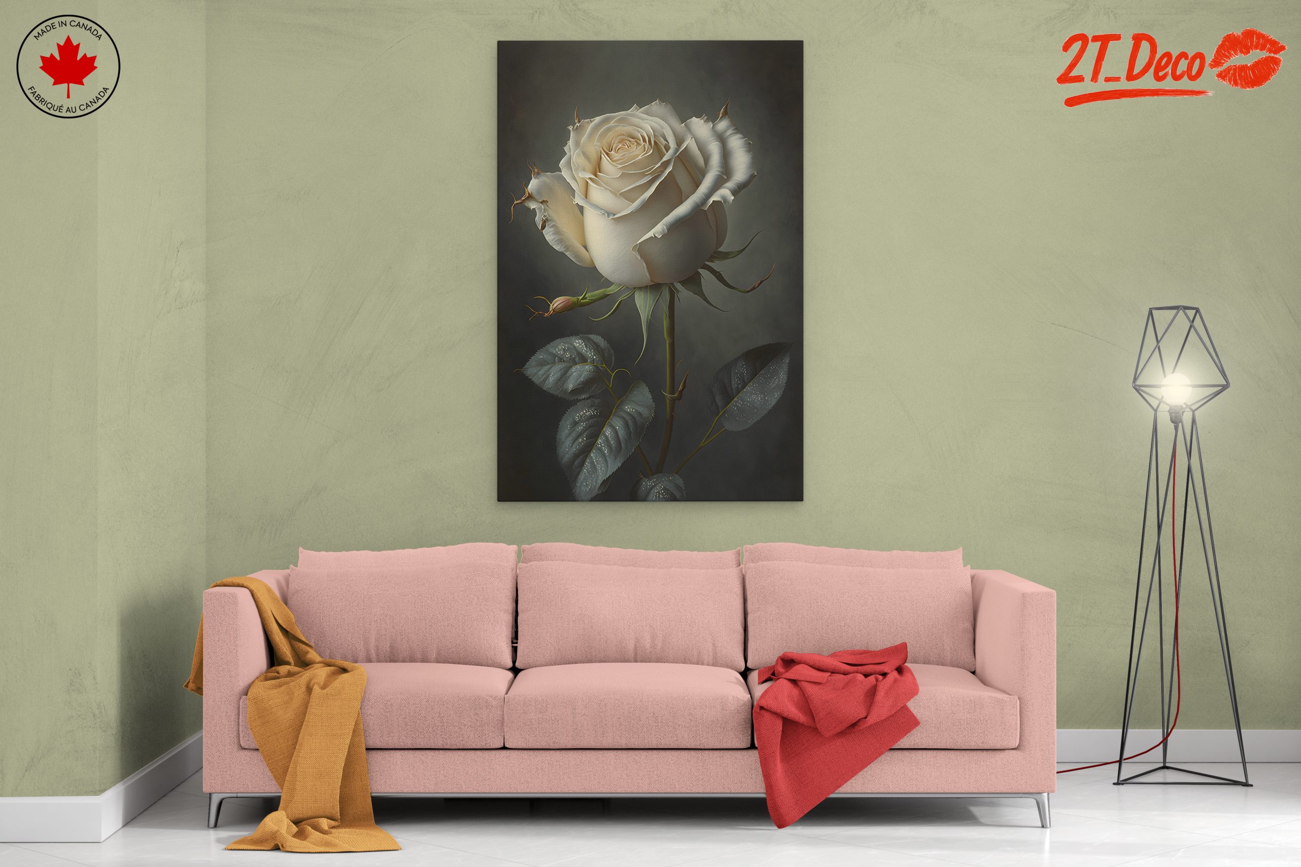Elegant White Rose Floral Art - Image 2