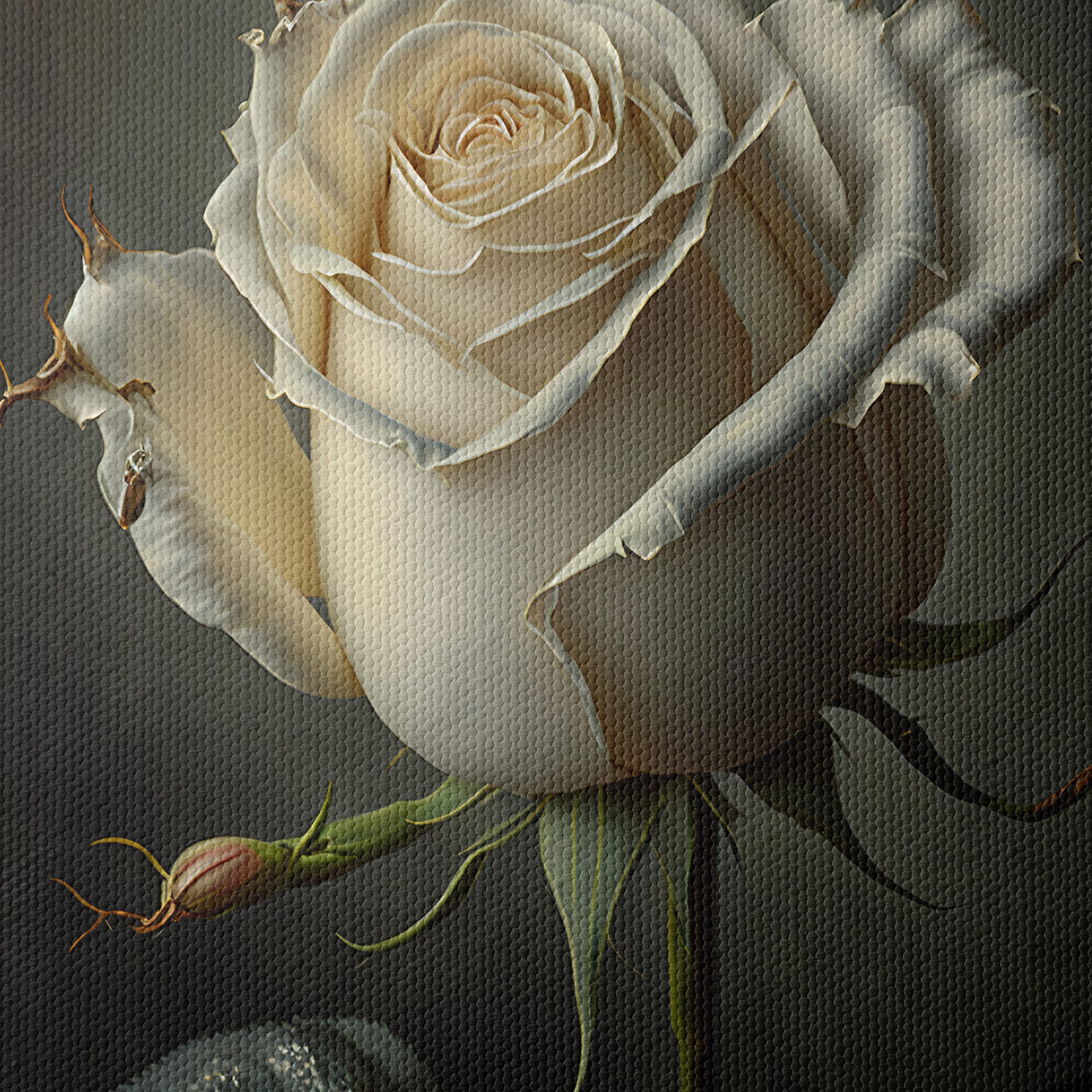 Elegant White Rose Floral Art - Image 4