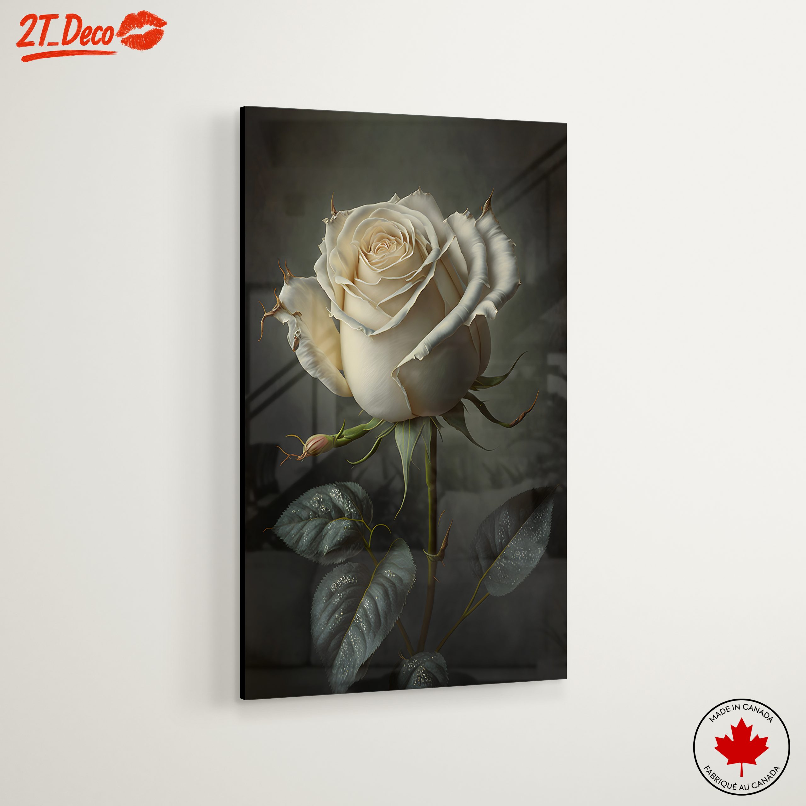 Elegant White Rose Floral Art - Image 6