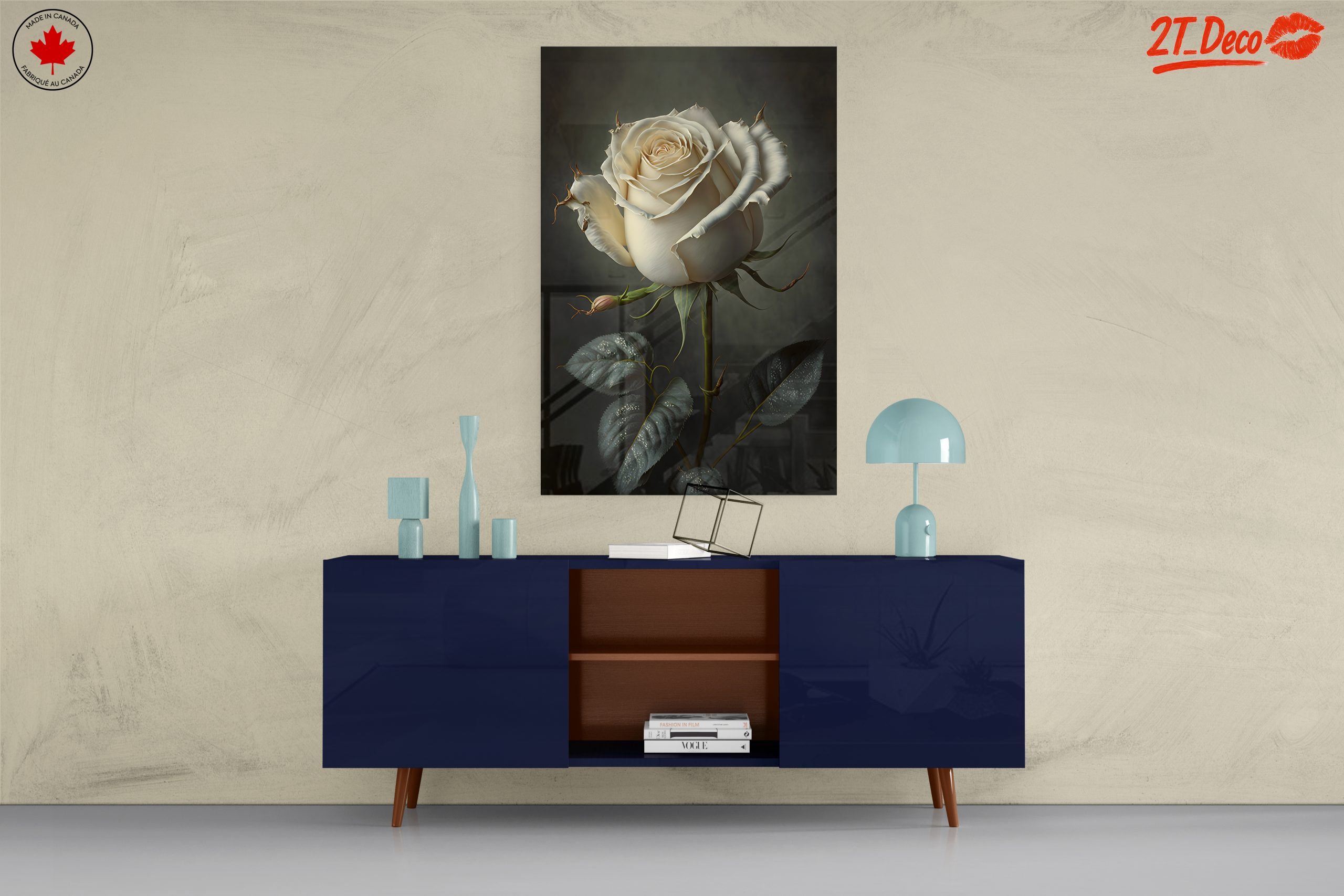 Elegant White Rose Floral Art - Image 8