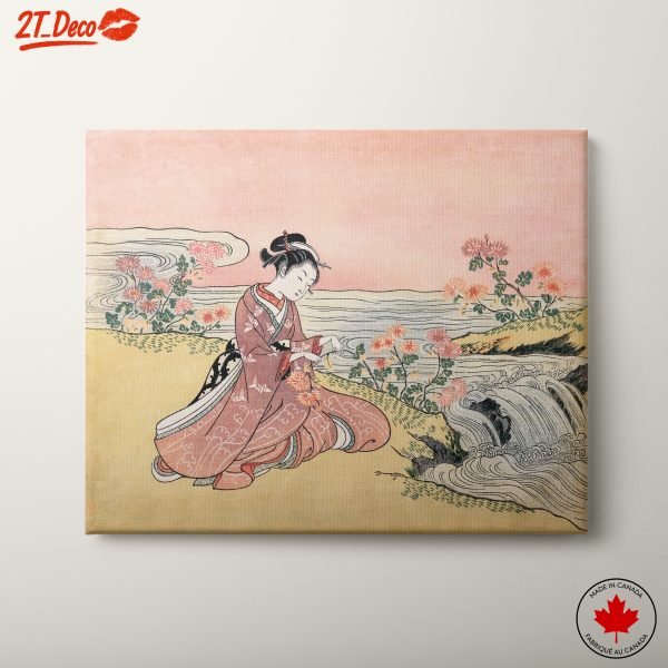Japanese Cultural Scene with Flowers