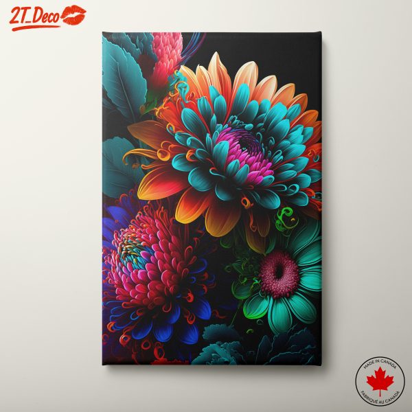 Vibrant Floral Artwork Featuring Colorful Blooms