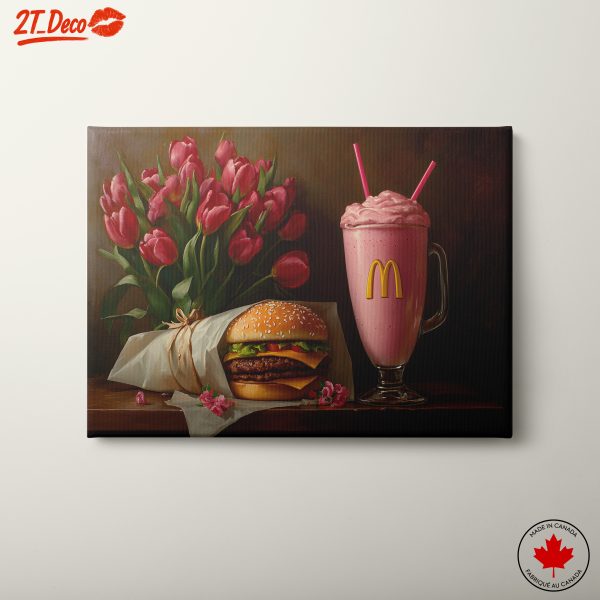 Delicious Fast Food Still Life with Flowers
