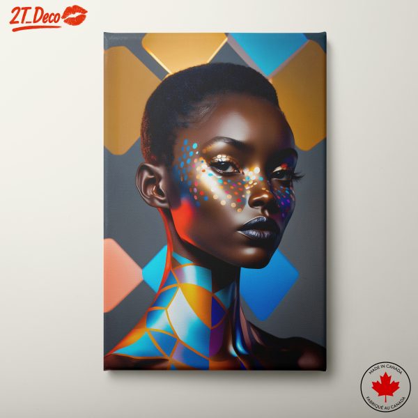 Vibrant Contemporary Portrait with Geometric Patterns