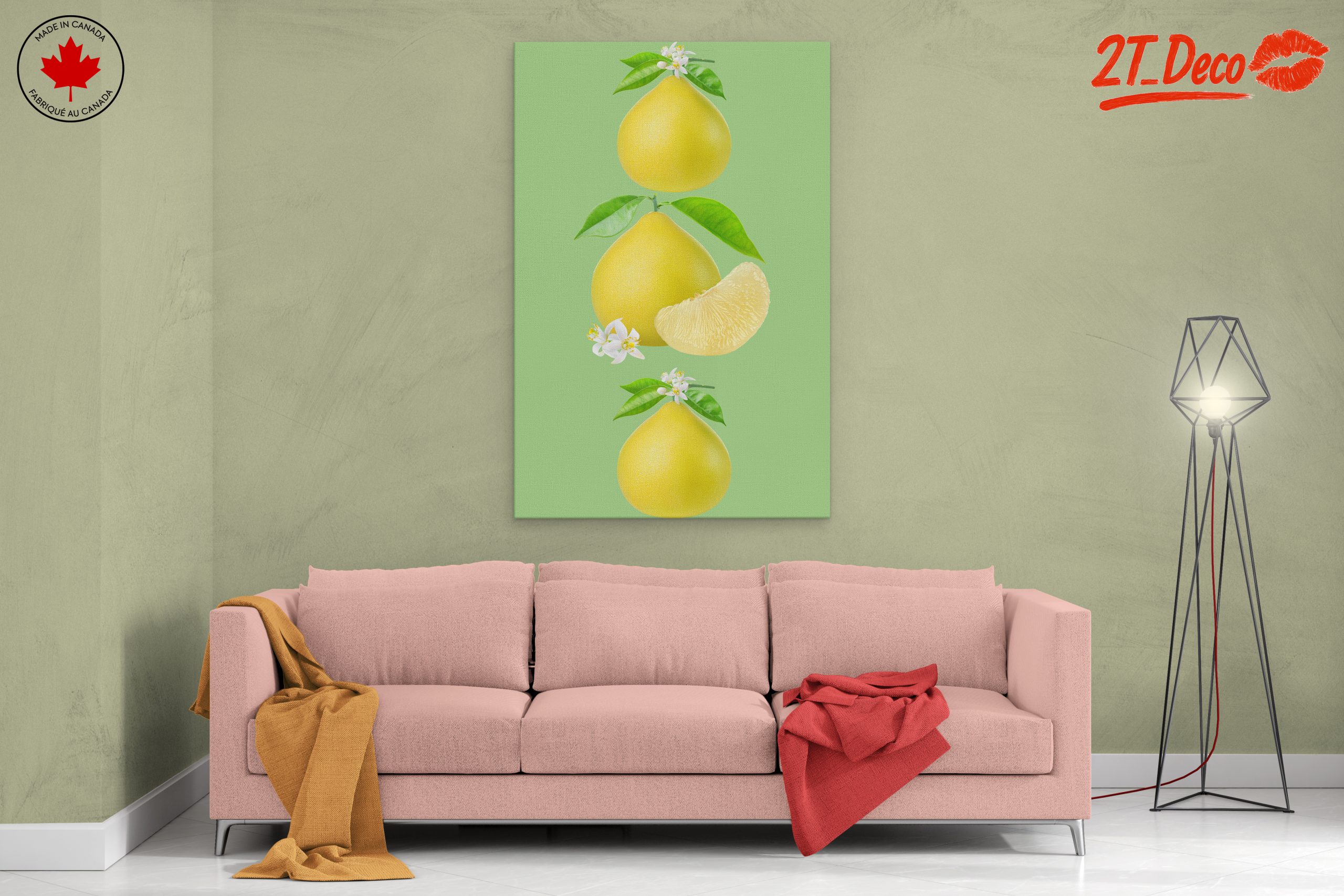 Stylized Yellow Pears and Flowers Art - Image 2