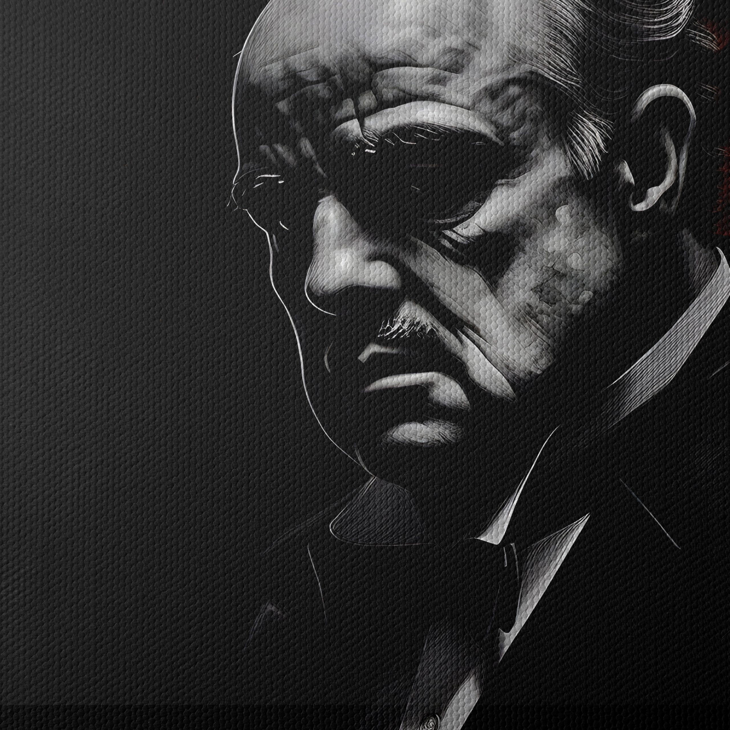 Classic Cinema Character Artwork in Monochrome - Image 4