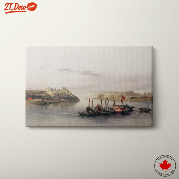 Historical River Scene with Egyptian Boats