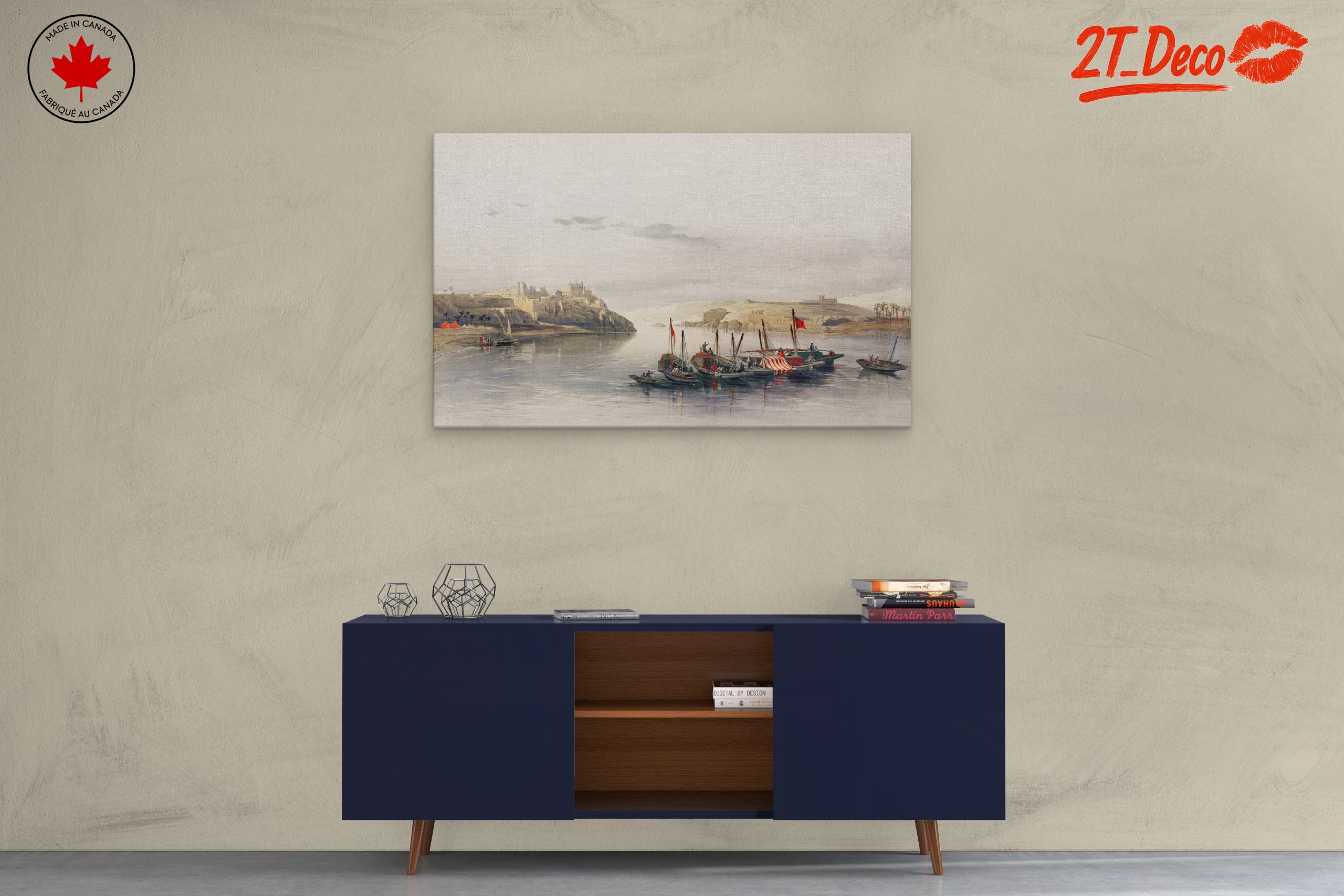 Historical River Scene with Egyptian Boats - Image 3