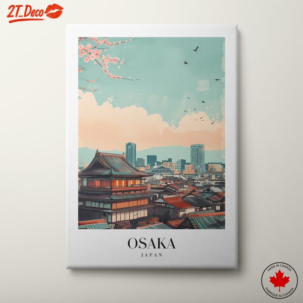 Stylized Osaka Cityscape Art