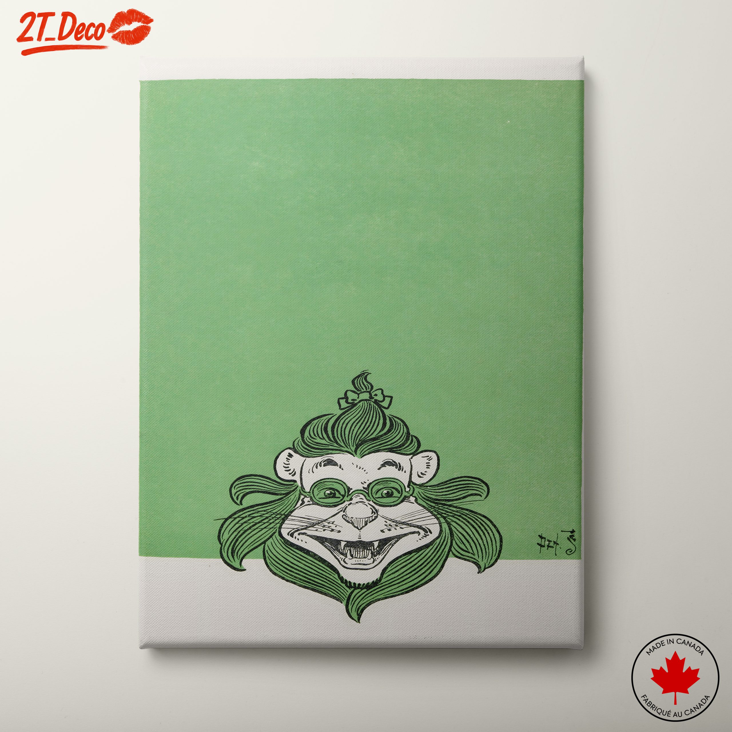 Whimsical Cartoon Character with Green Background