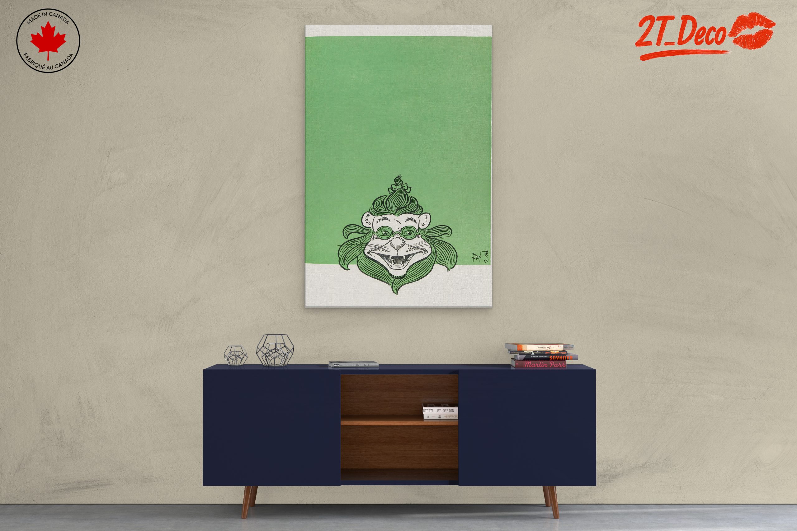 Whimsical Cartoon Character with Green Background - Image 3