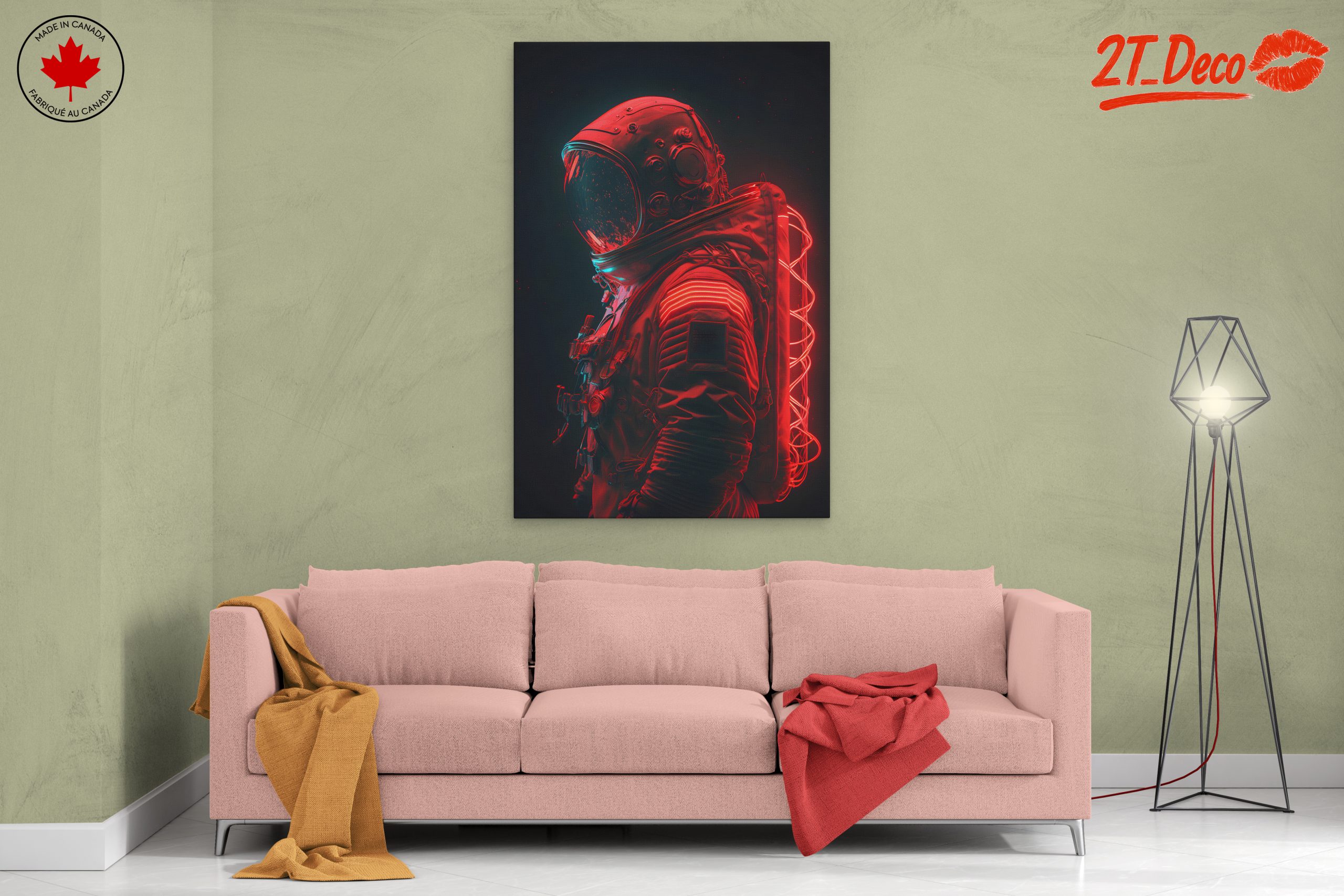 Neon Astronaut in Vibrant Space Art - Image 2