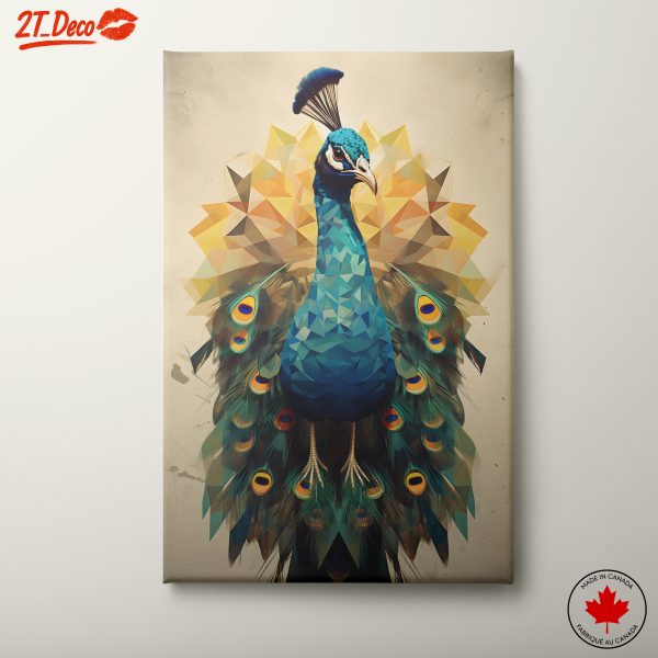 Vibrant Geometric Peacock Artwork