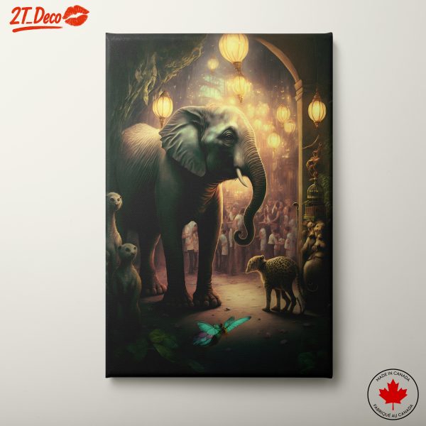 Whimsical Elephants and Wildlife in Enchanted Setting
