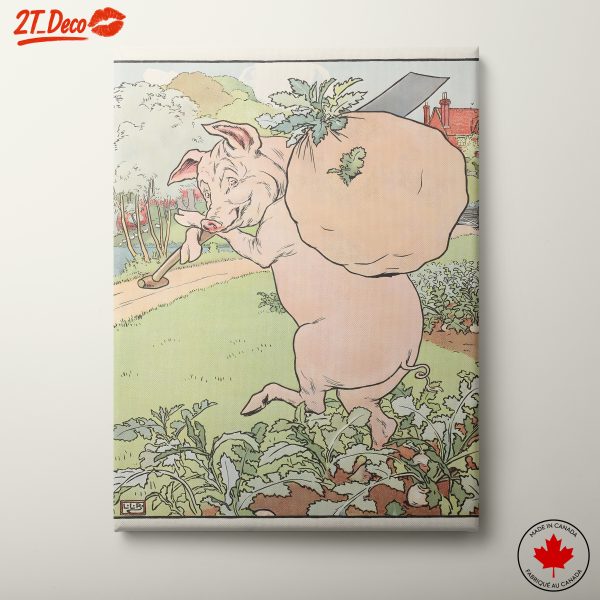 Whimsical Pig Illustration Carrying a Bag