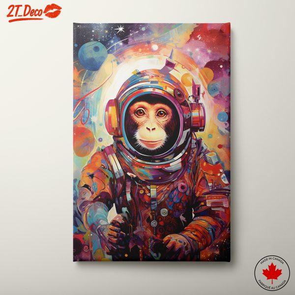 Colorful Astronaut Monkey in Space Art