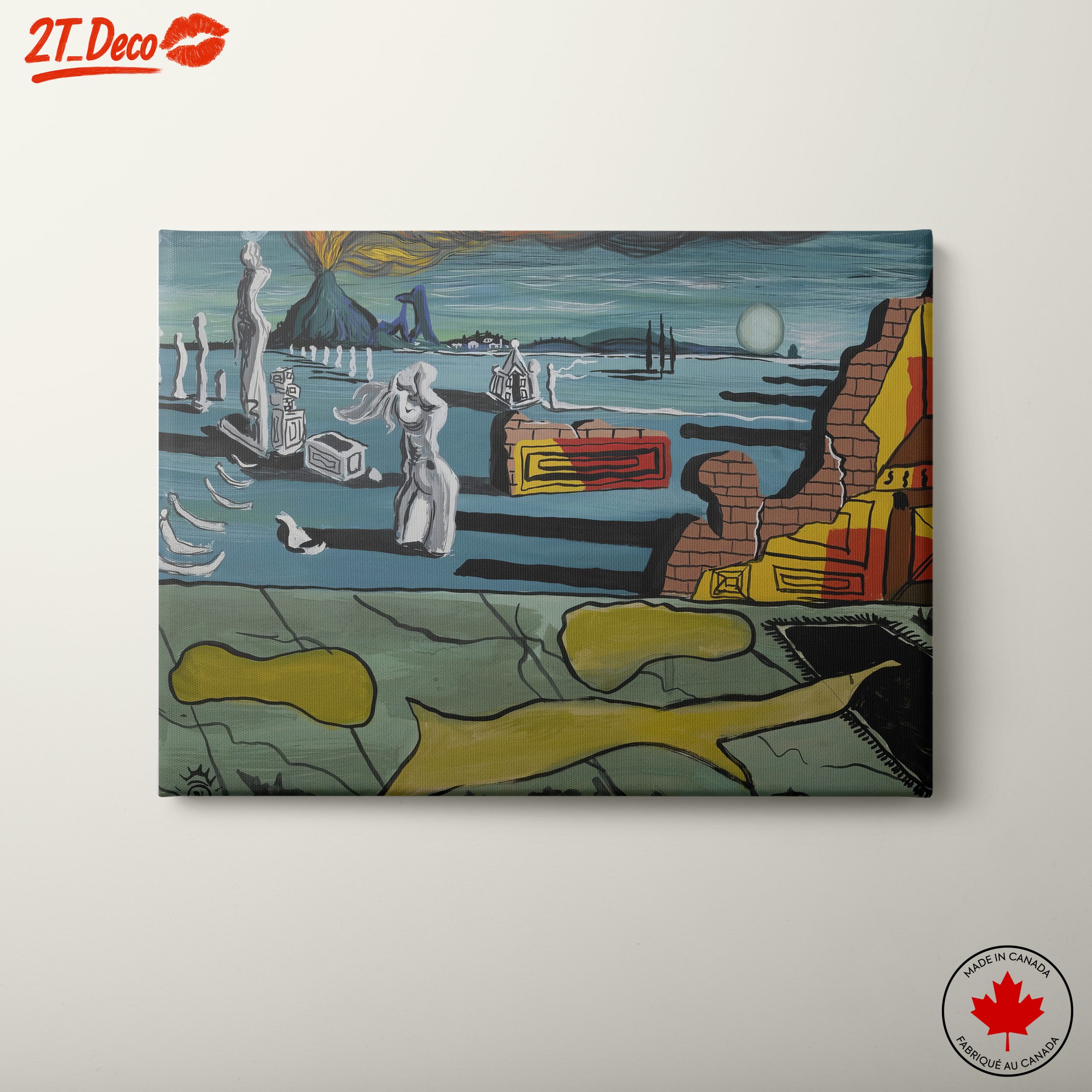 Surreal Nature Landscape with Abstract Figures
