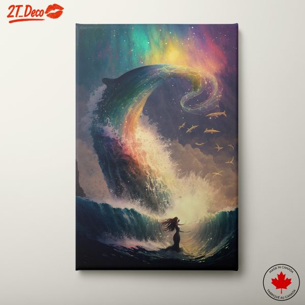 Colorful Fantasy Scene Featuring Mermaid and Whale