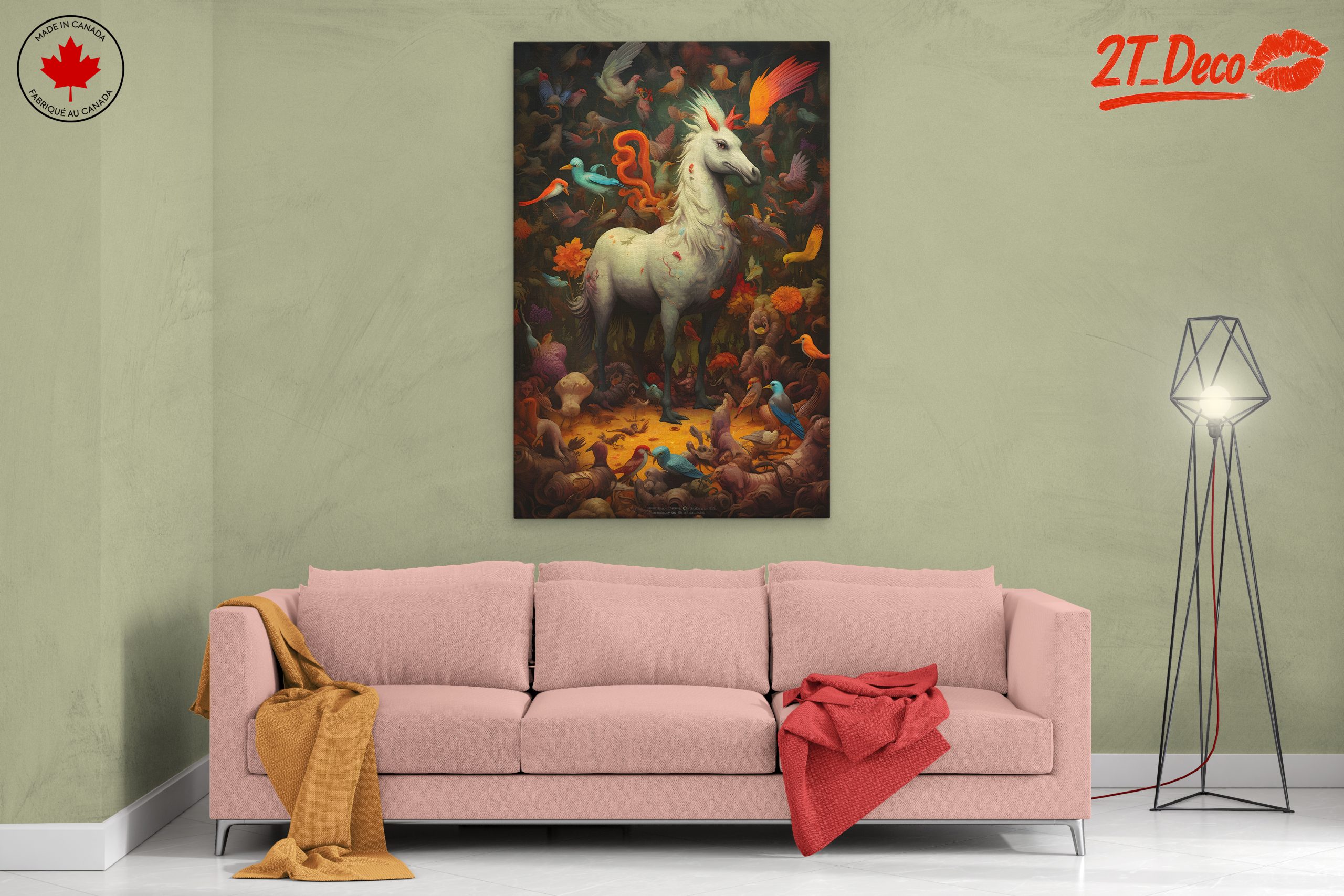 Majestic Unicorn Surrounded by Colorful Birds - Image 2