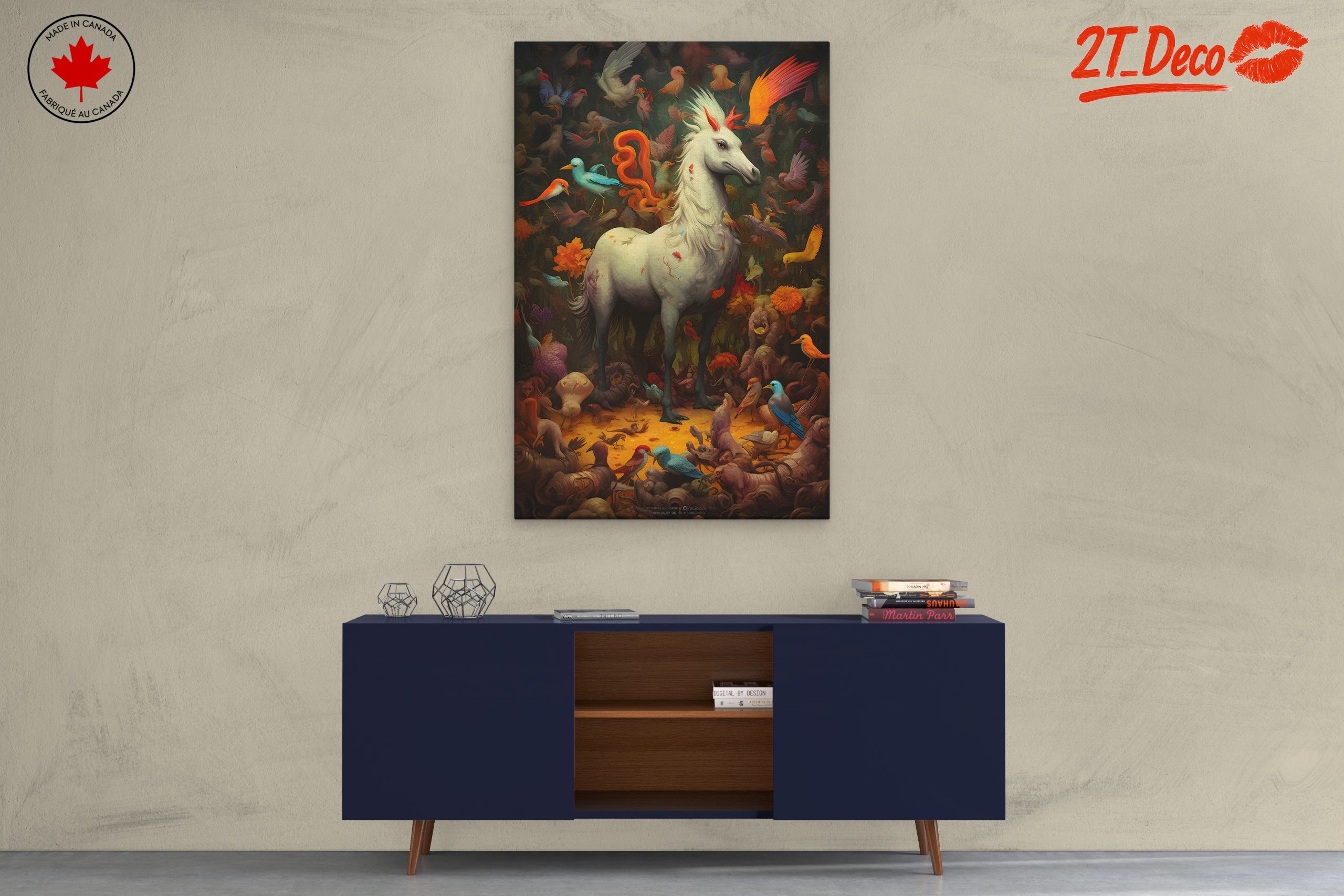 Majestic Unicorn Surrounded by Colorful Birds - Image 3