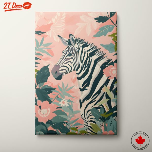 Stylized Zebra in Floral Jungle