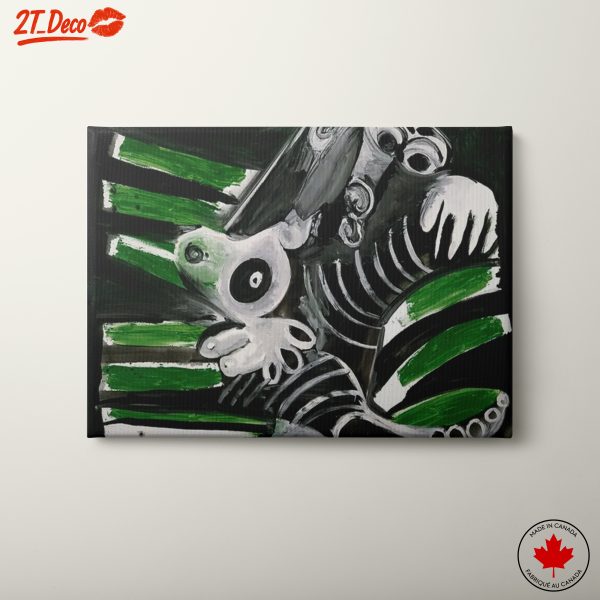 Dynamic Abstract Composition with Striking Green and Black