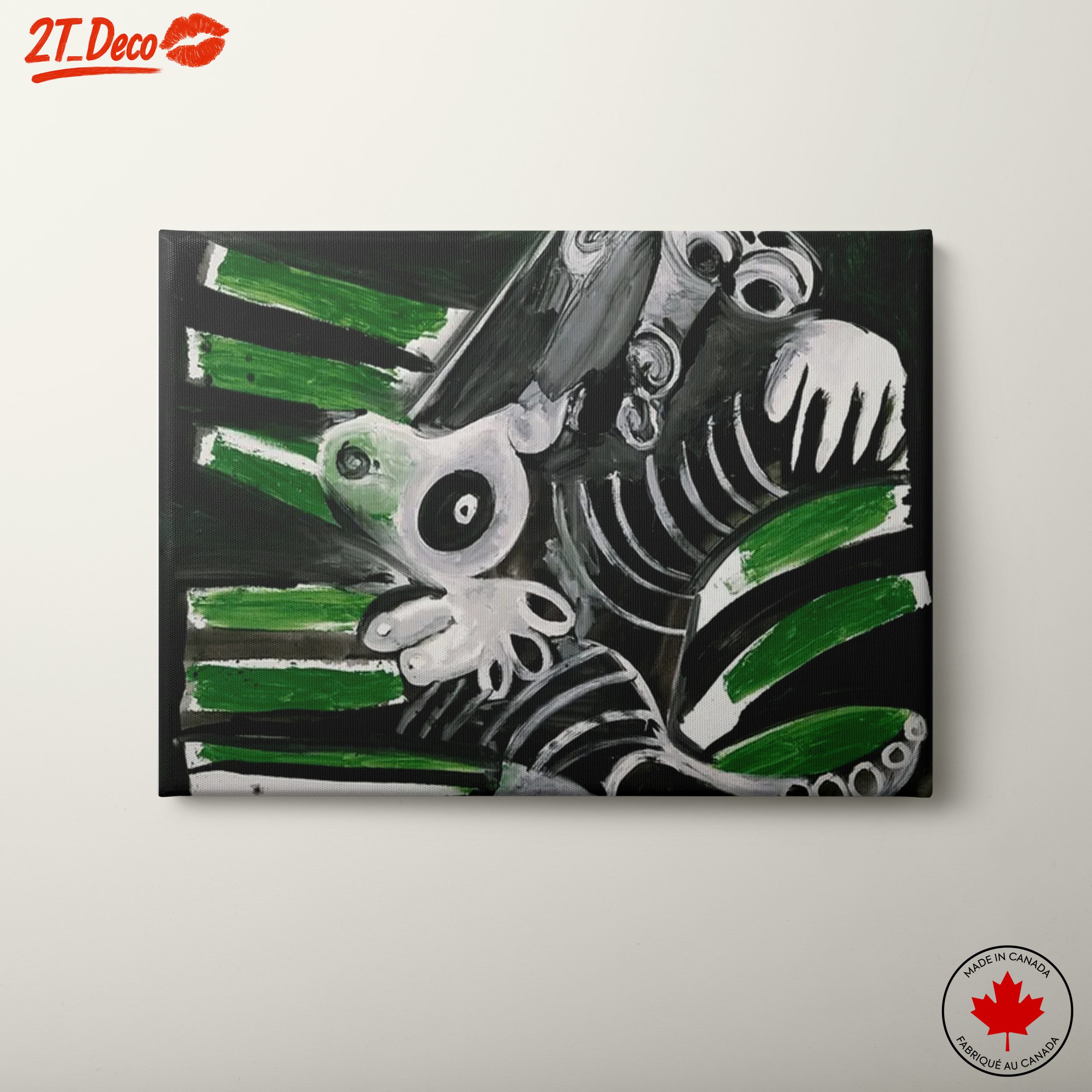 Dynamic Abstract Composition with Striking Green and Black