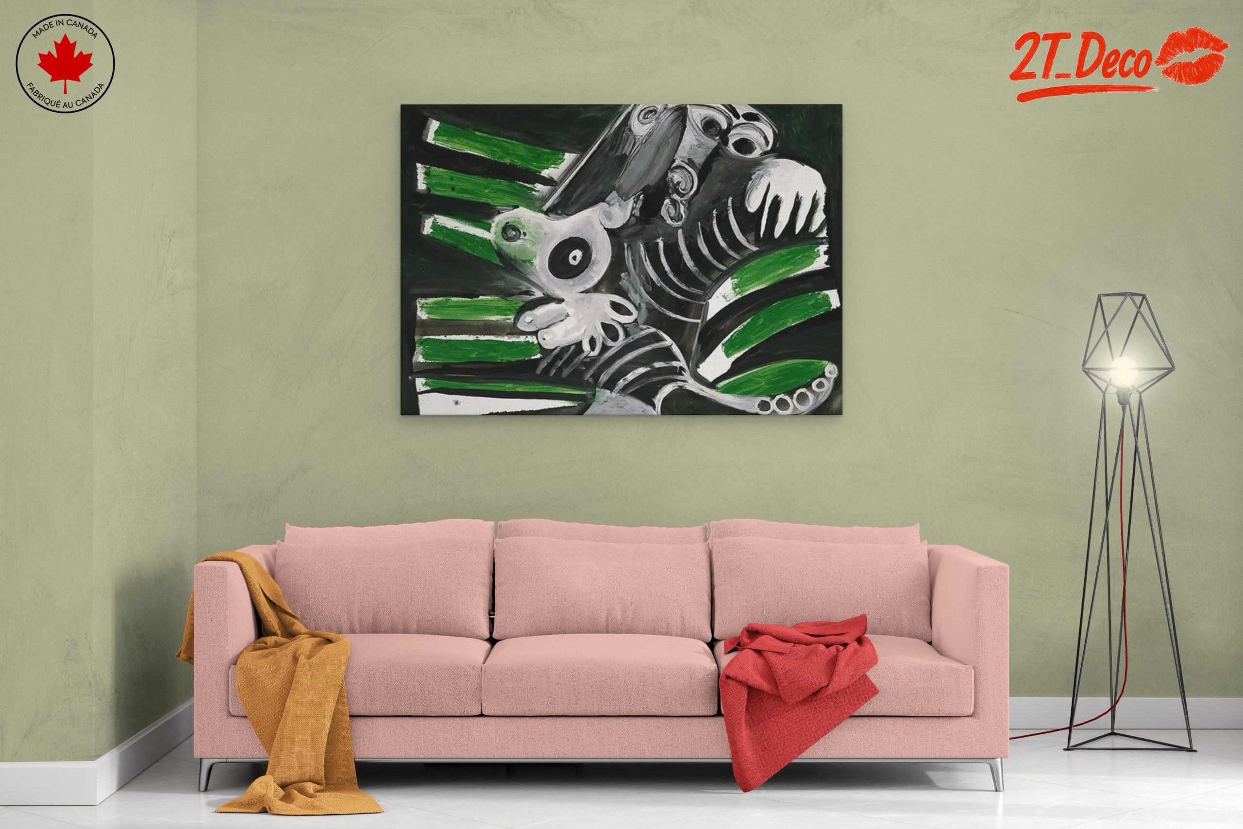 Dynamic Abstract Composition with Striking Green and Black - Image 2