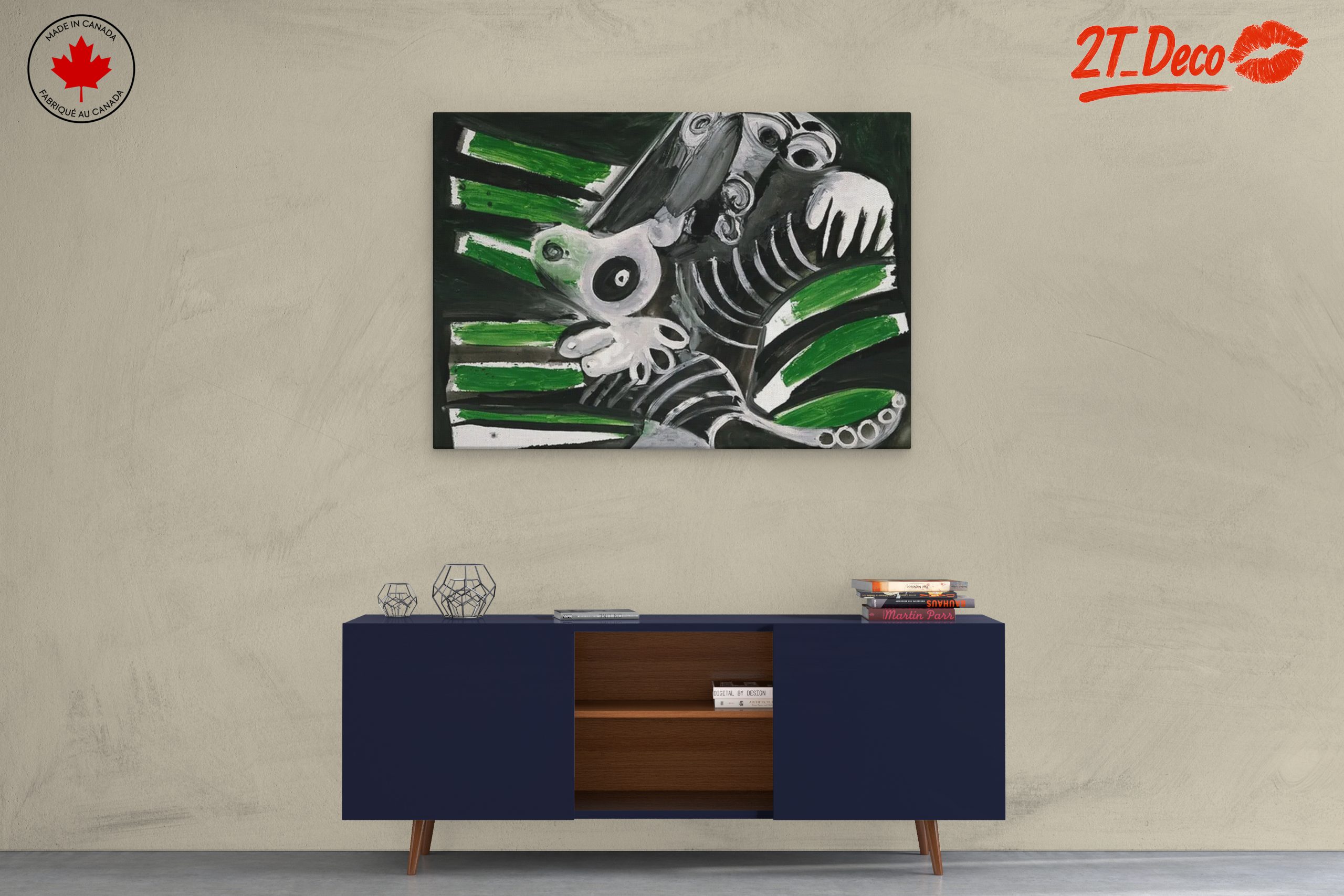 Dynamic Abstract Composition with Striking Green and Black - Image 3